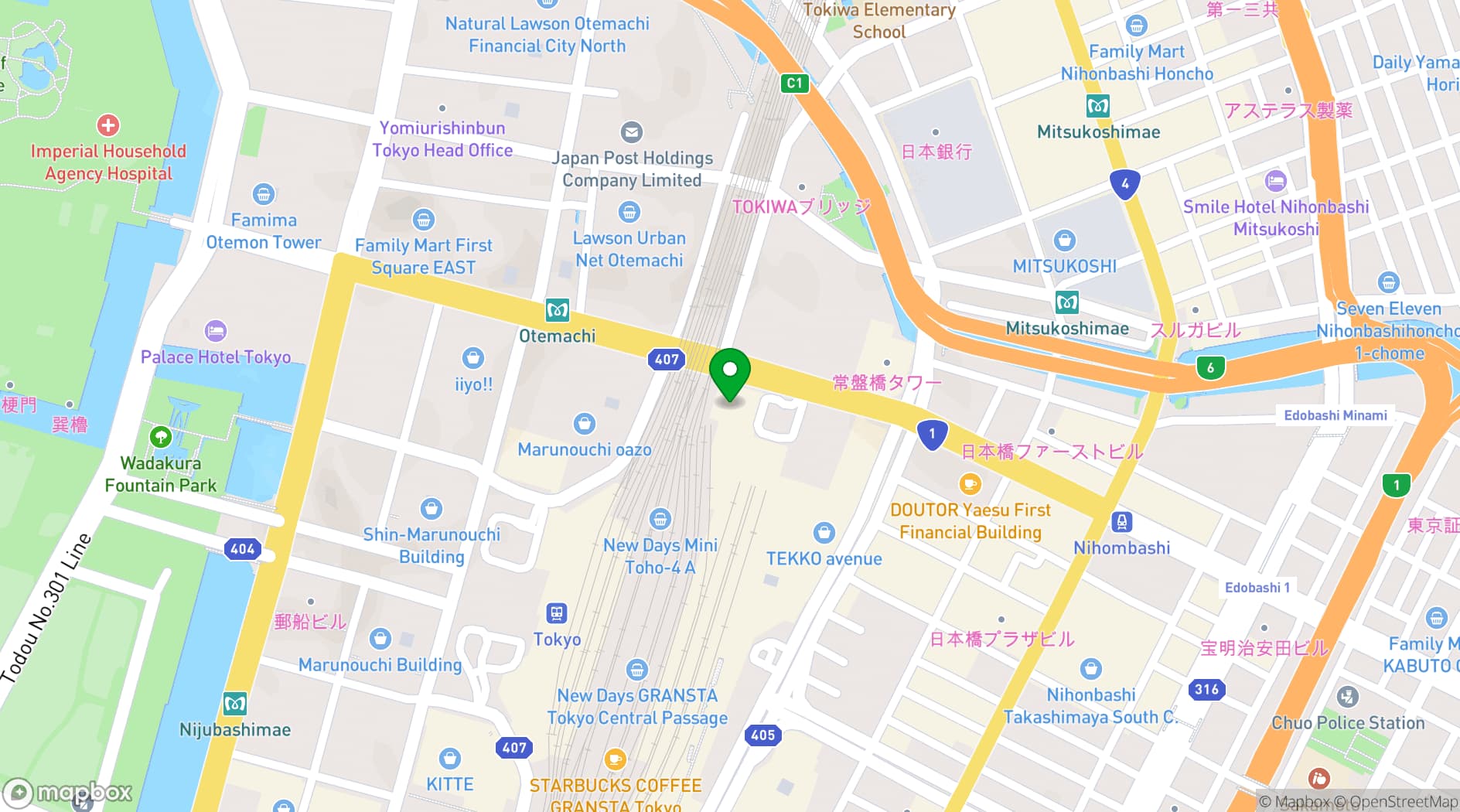 Map showing Marunouchi