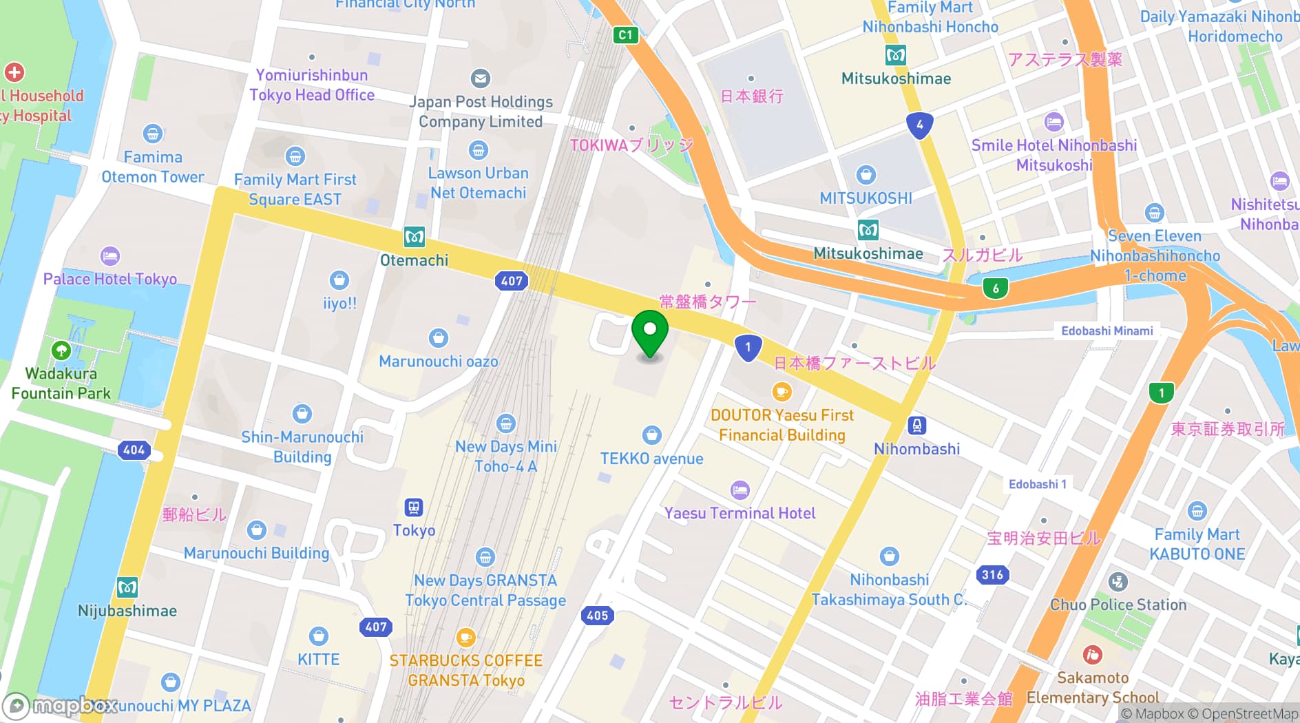 Map showing XEX TOKYO