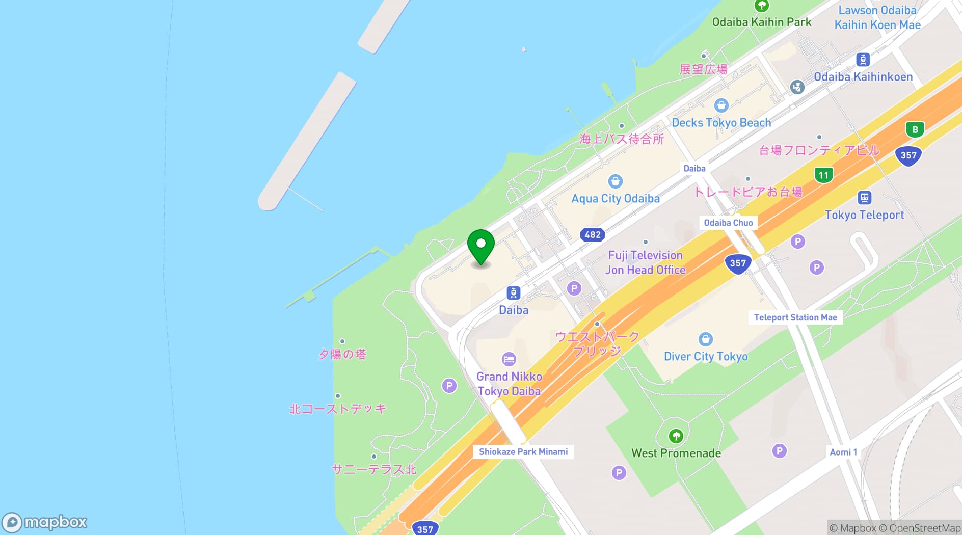 Map showing Hilton Tokyo Odaiba