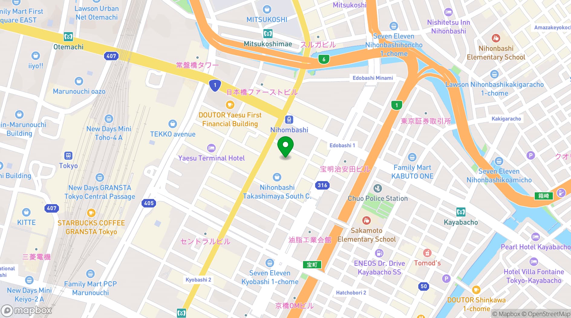 Map showing TWO ROOMS NIHOMBASHI