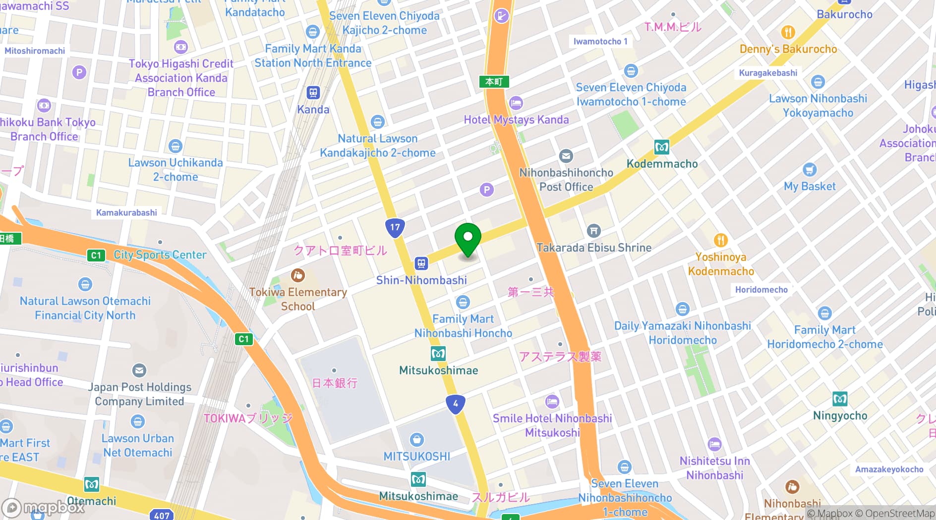 Map showing Nihonbashi Wakamatsu Building