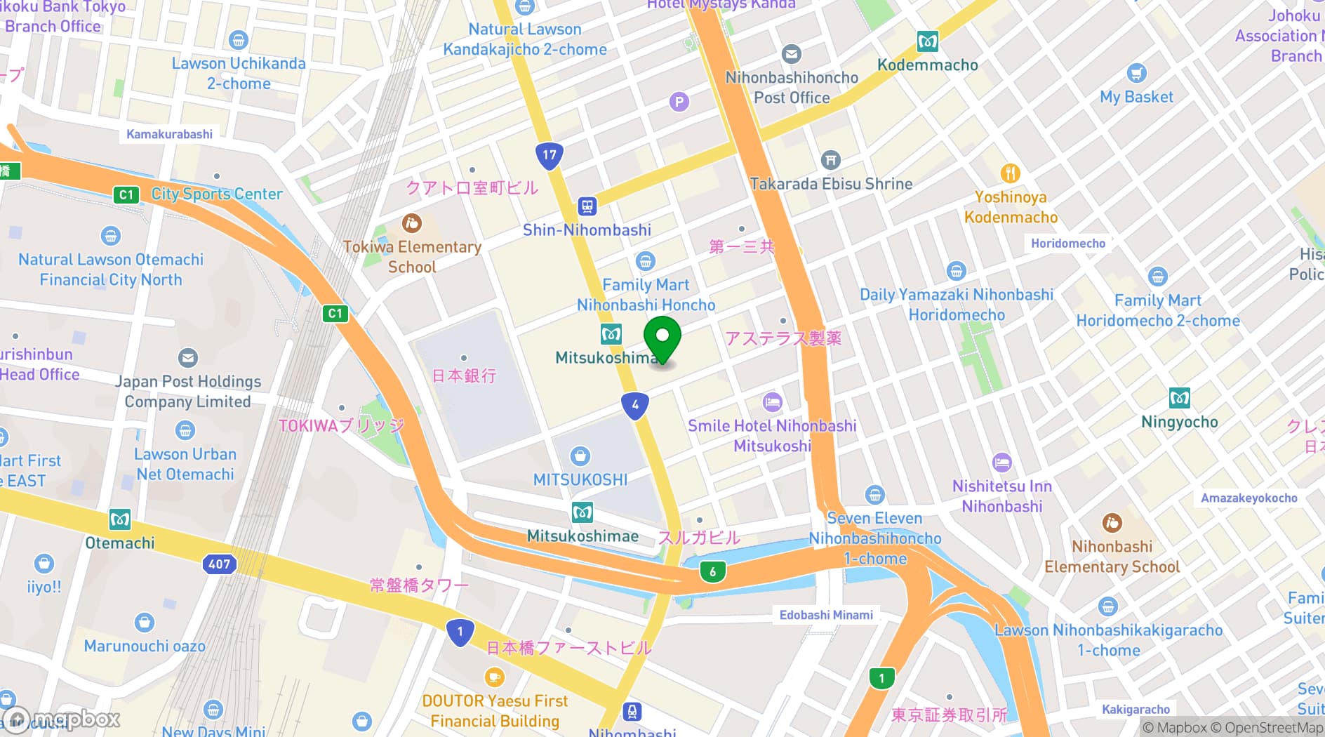 Map showing Nihonbashi Mitsui Hall