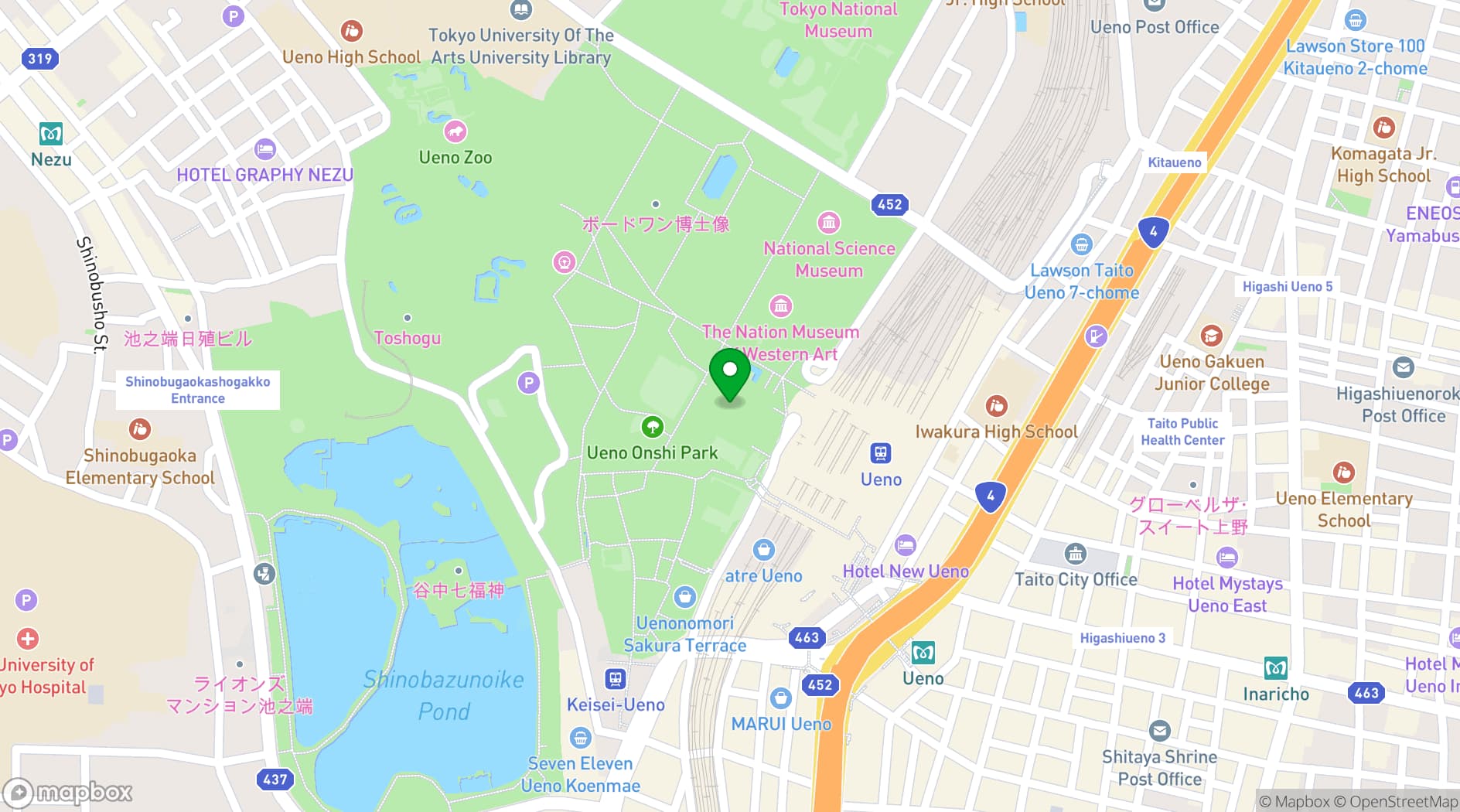 Map showing Tokyo Bunka Kaikan