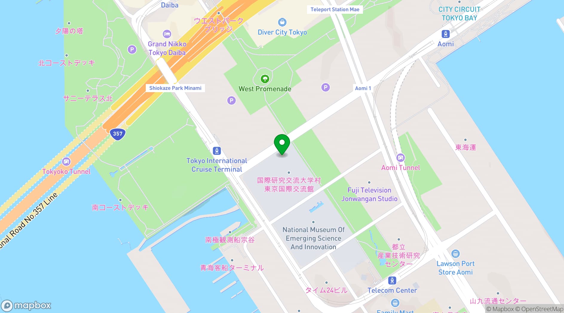 Map showing Tokyo International Exchange Center