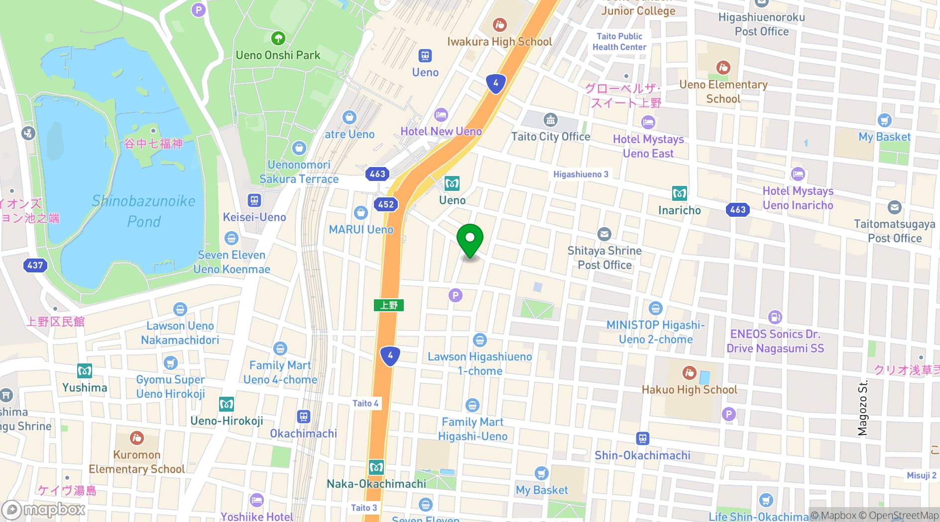 Map showing NOHGA HOTEL UENO TOKYO