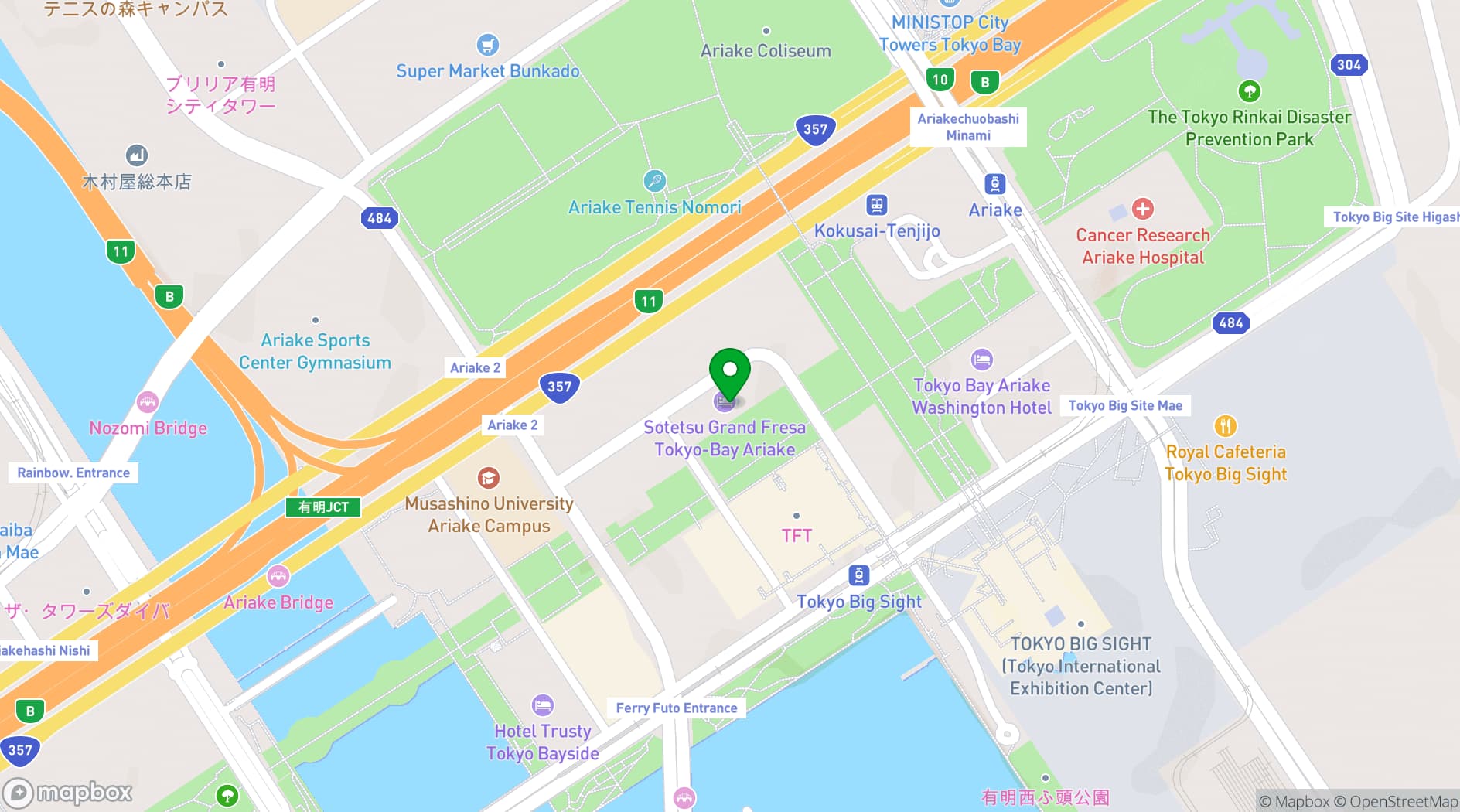 Map showing Sotetsu Grand Fresa Tokyo-Bay Ariake