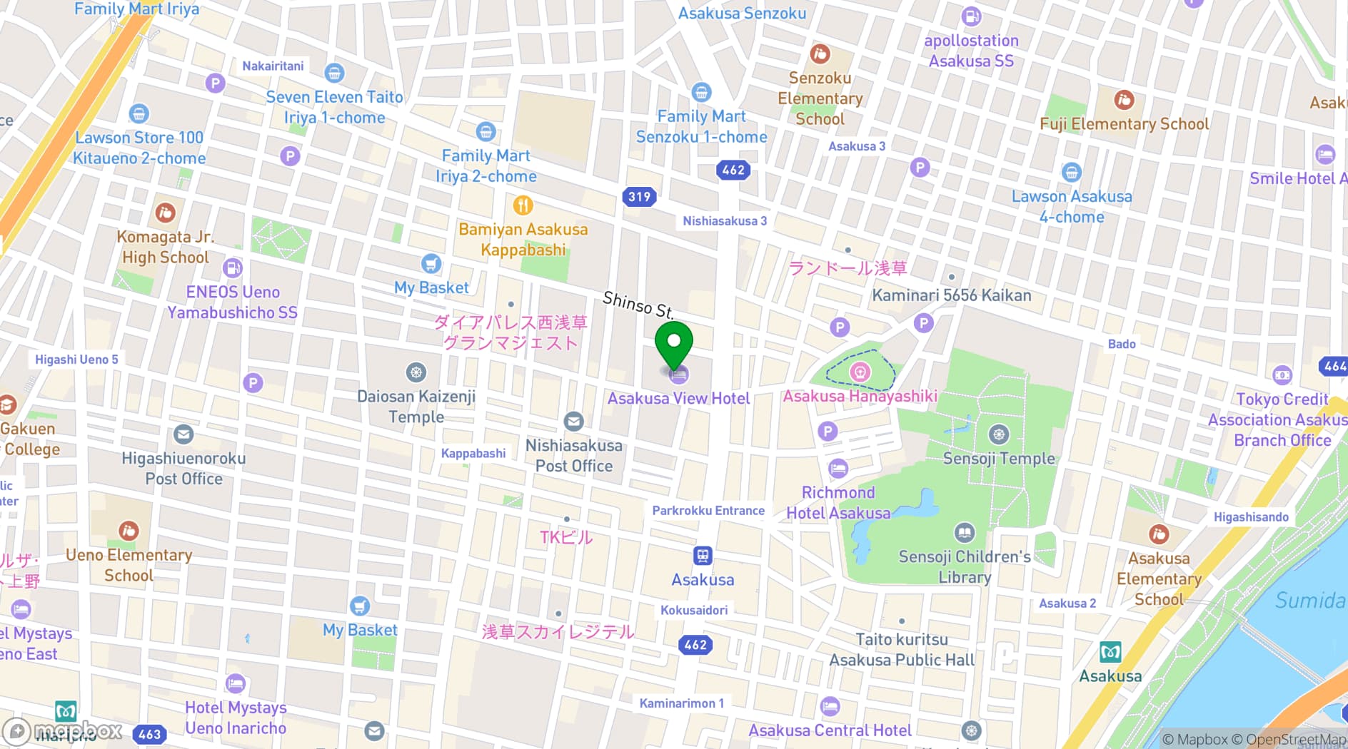 Map showing Asakusa View Hotel