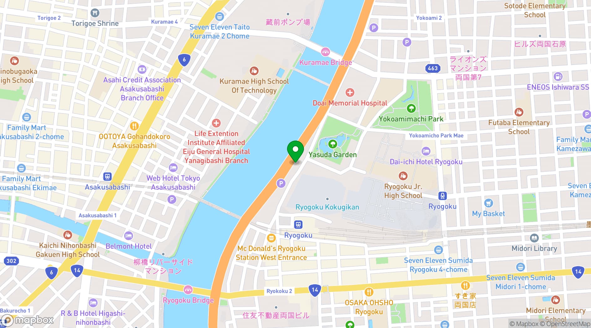 Map showing THE GATE HOTEL Ryogoku