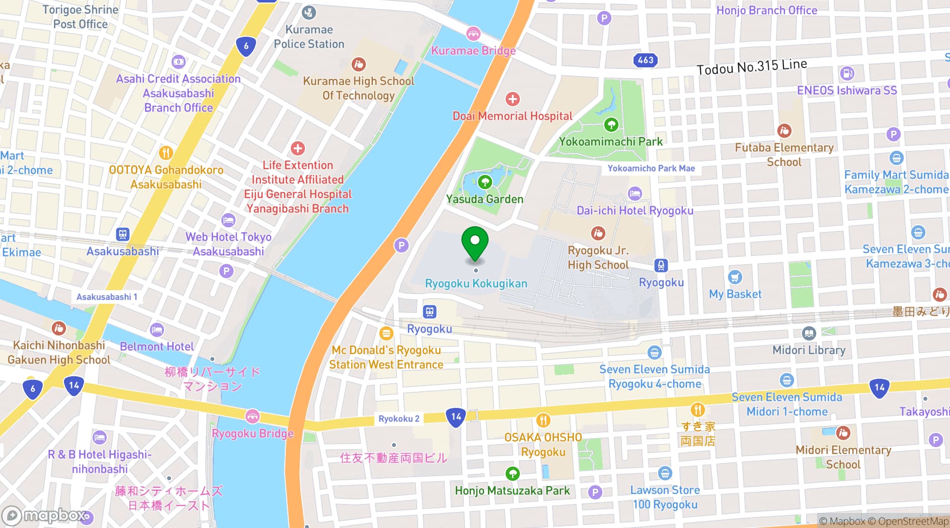 Map showing Kokugikan