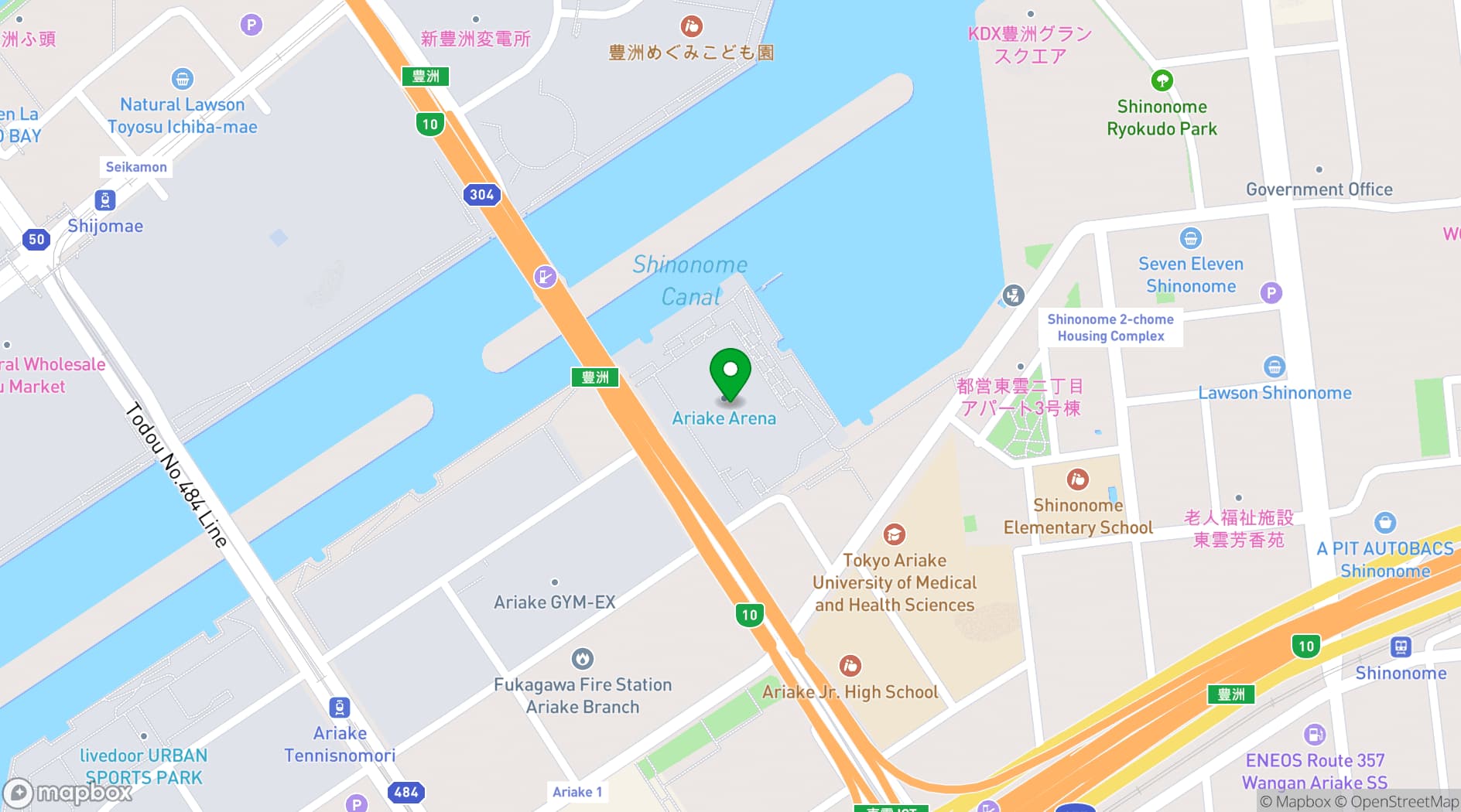 Map showing Tokyo Ariake Arena
