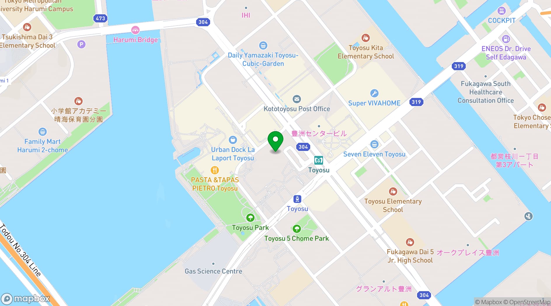 Map showing Mitsui Garden Hotel Toyosu Premier