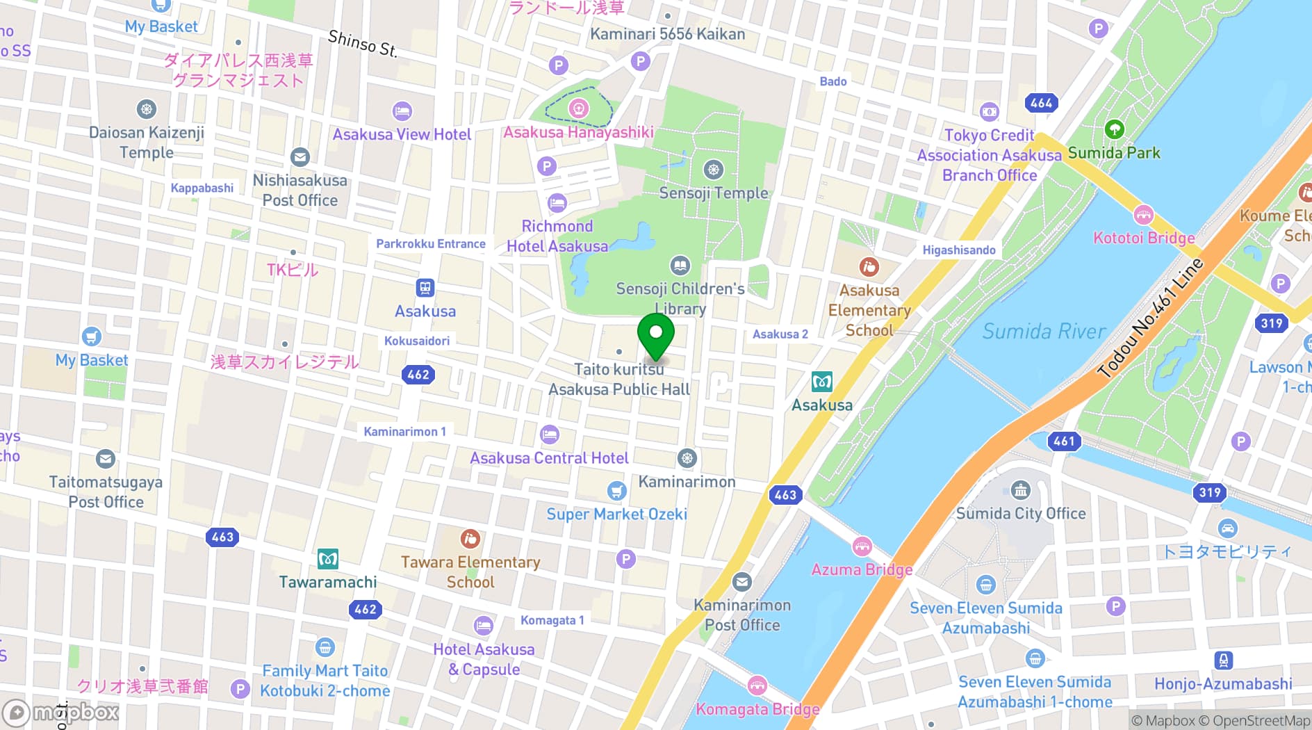 Map showing Asakusa Kaede