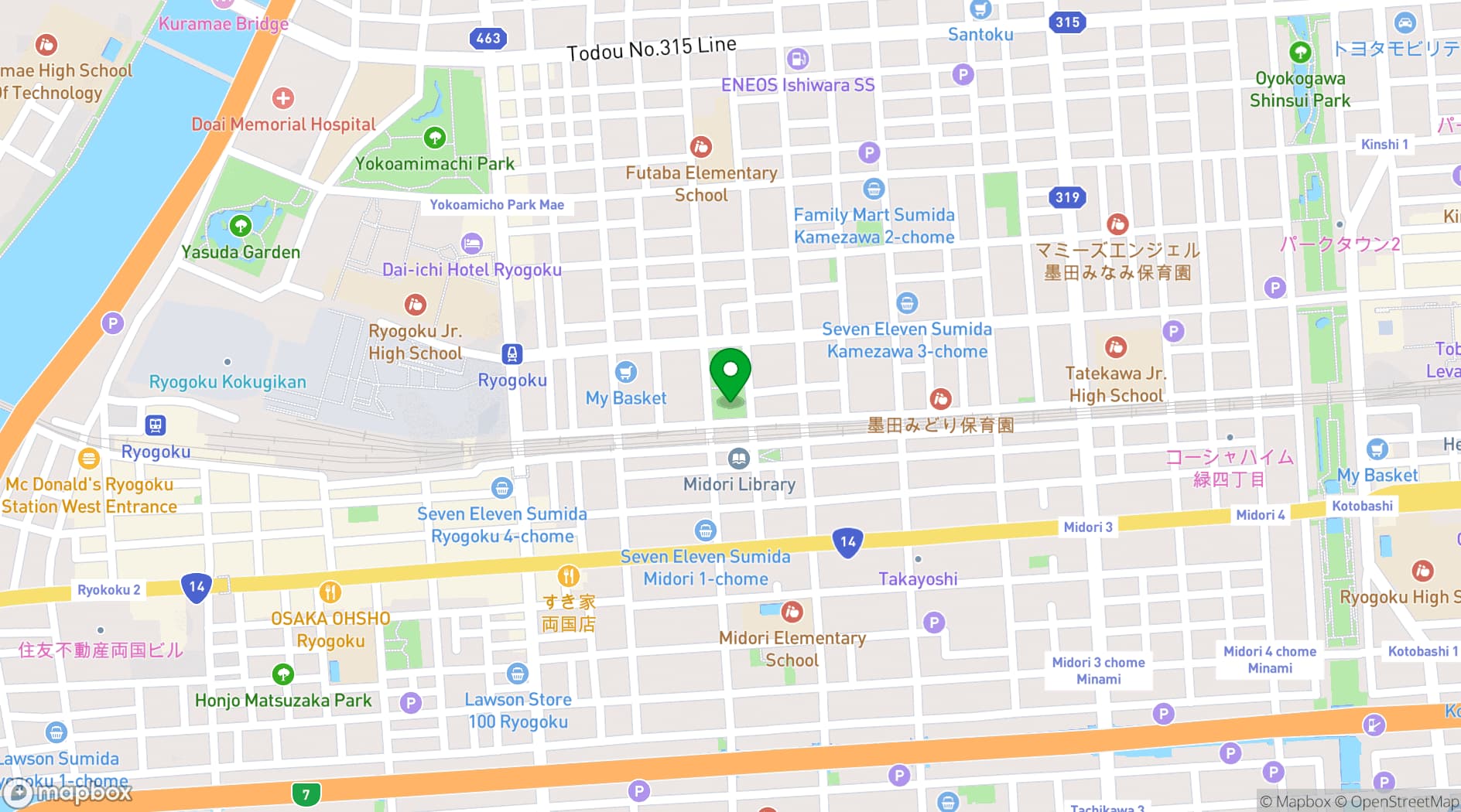 Map showing Sumida Hokusai Museum