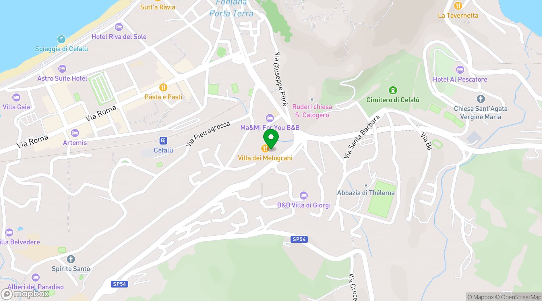 Map showing Villa dei Melograni
