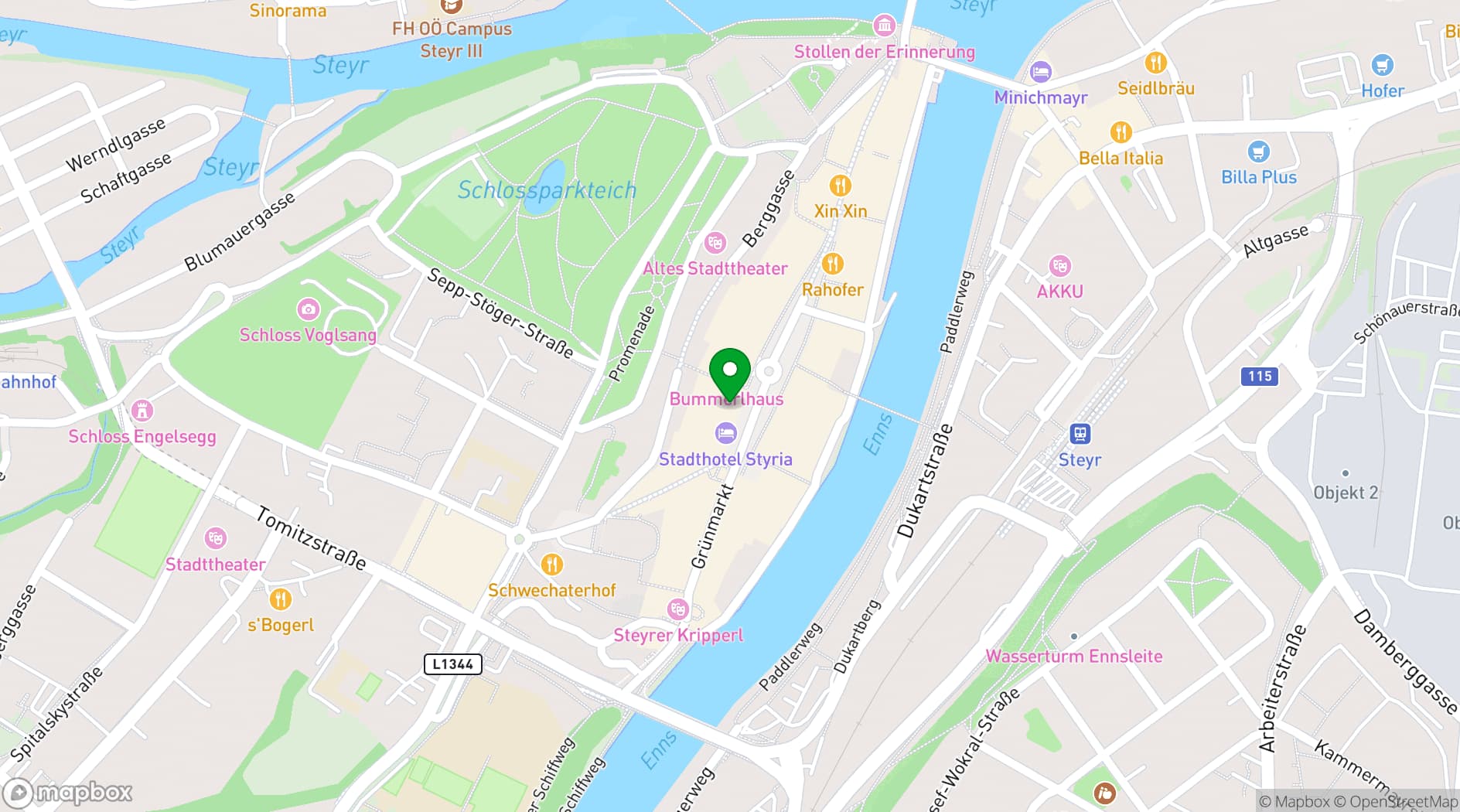 Map showing Hotel Mader
