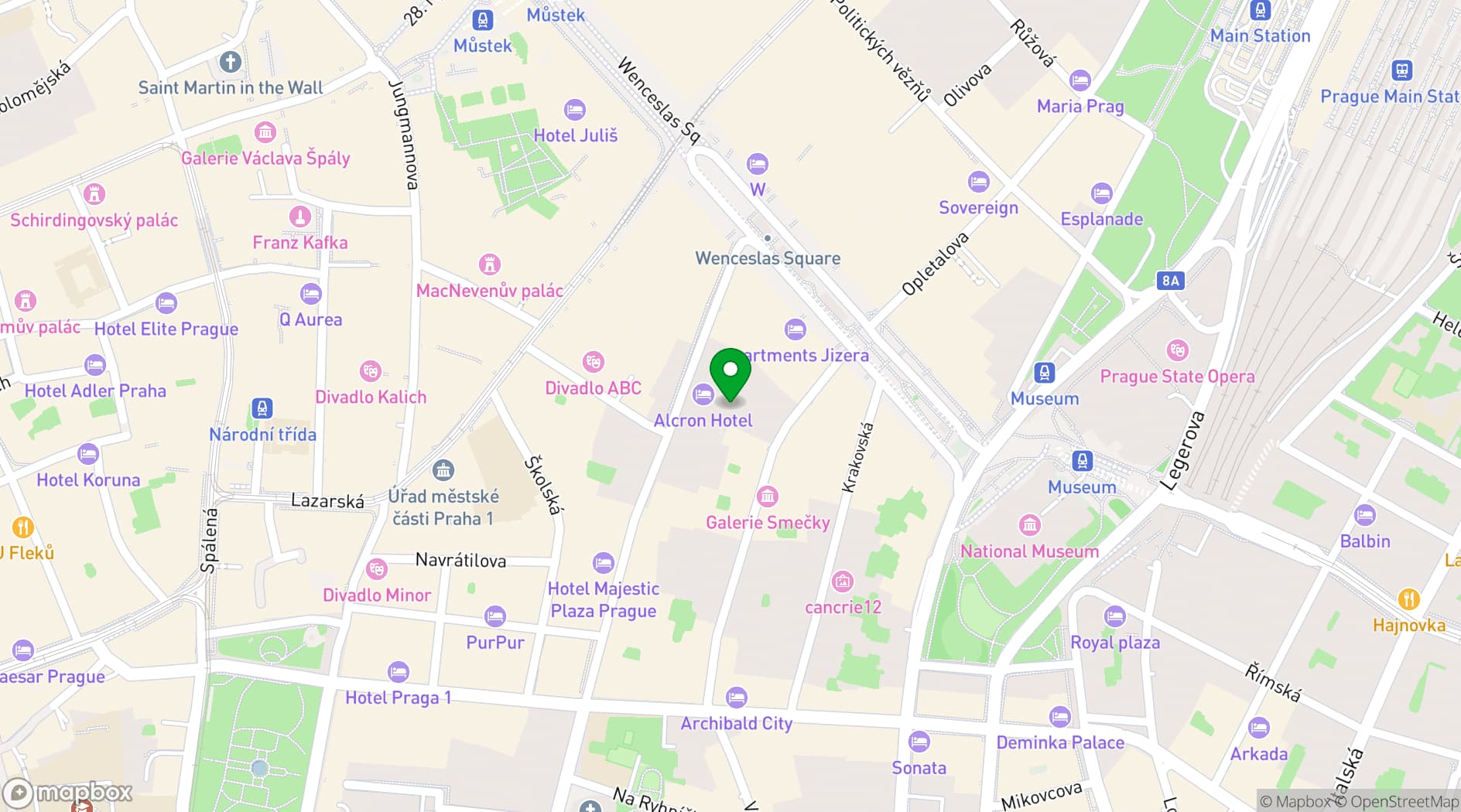 Map showing Alamac X Prague