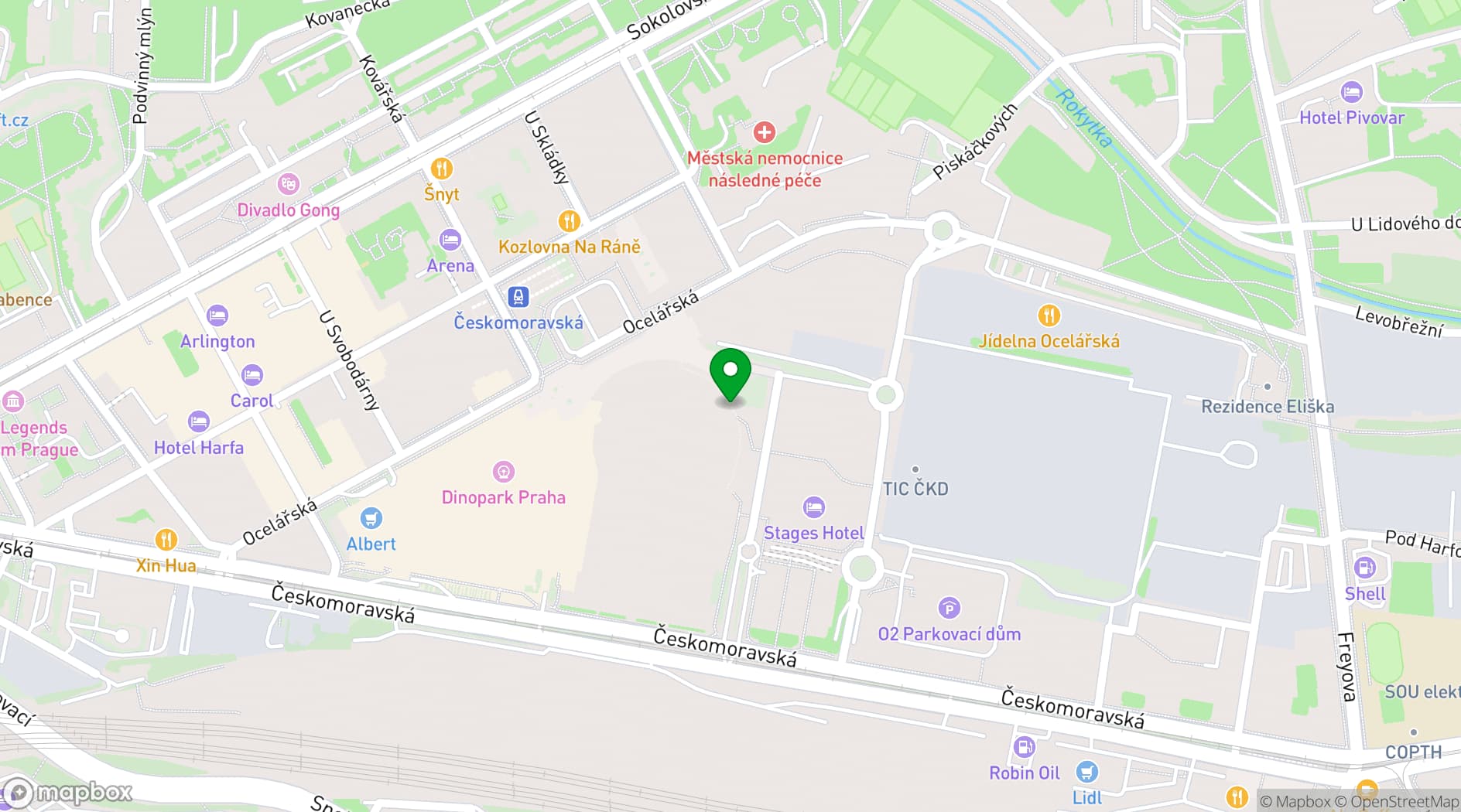 Map showing O2 Arena 