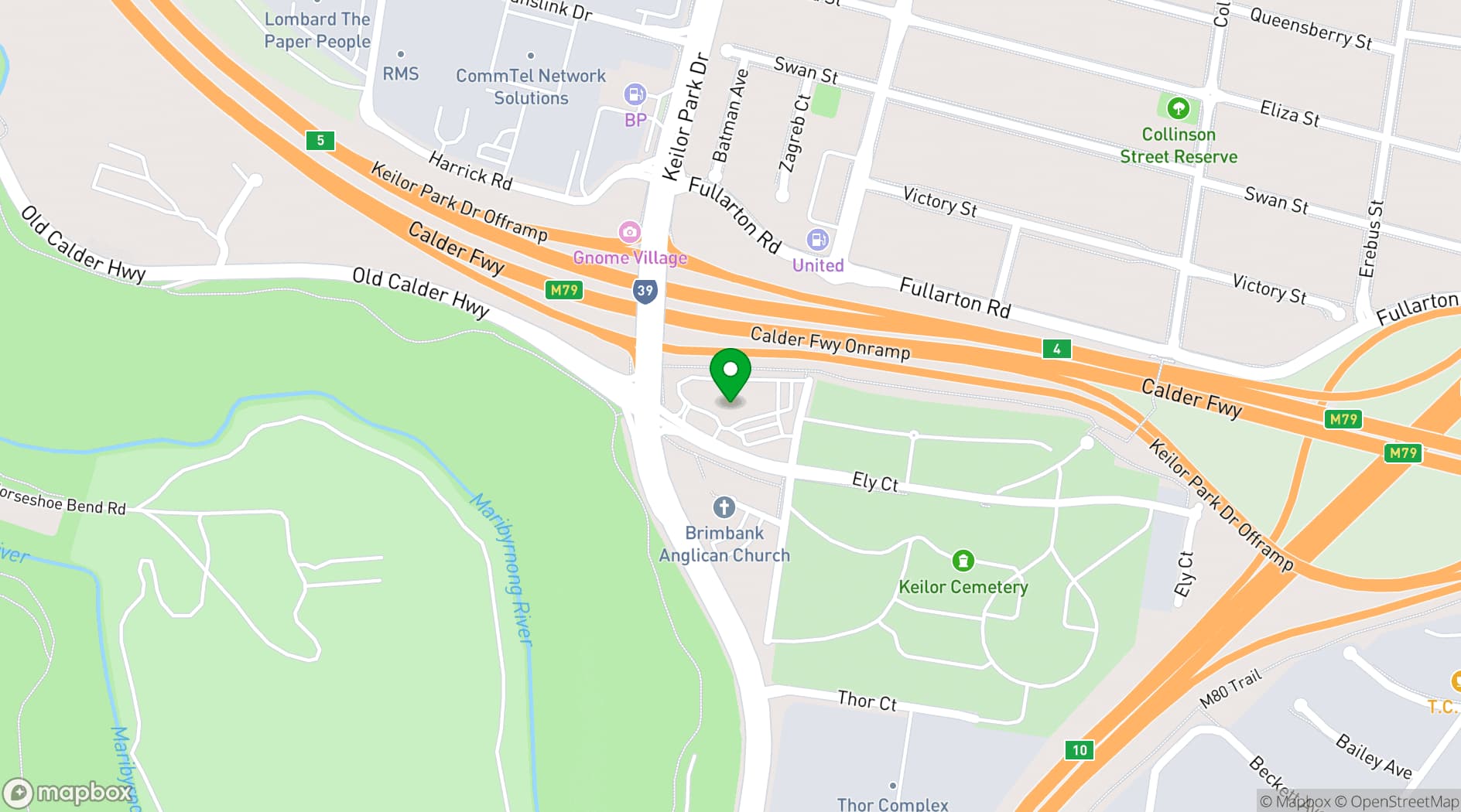 Map showing Ultima Function Centre