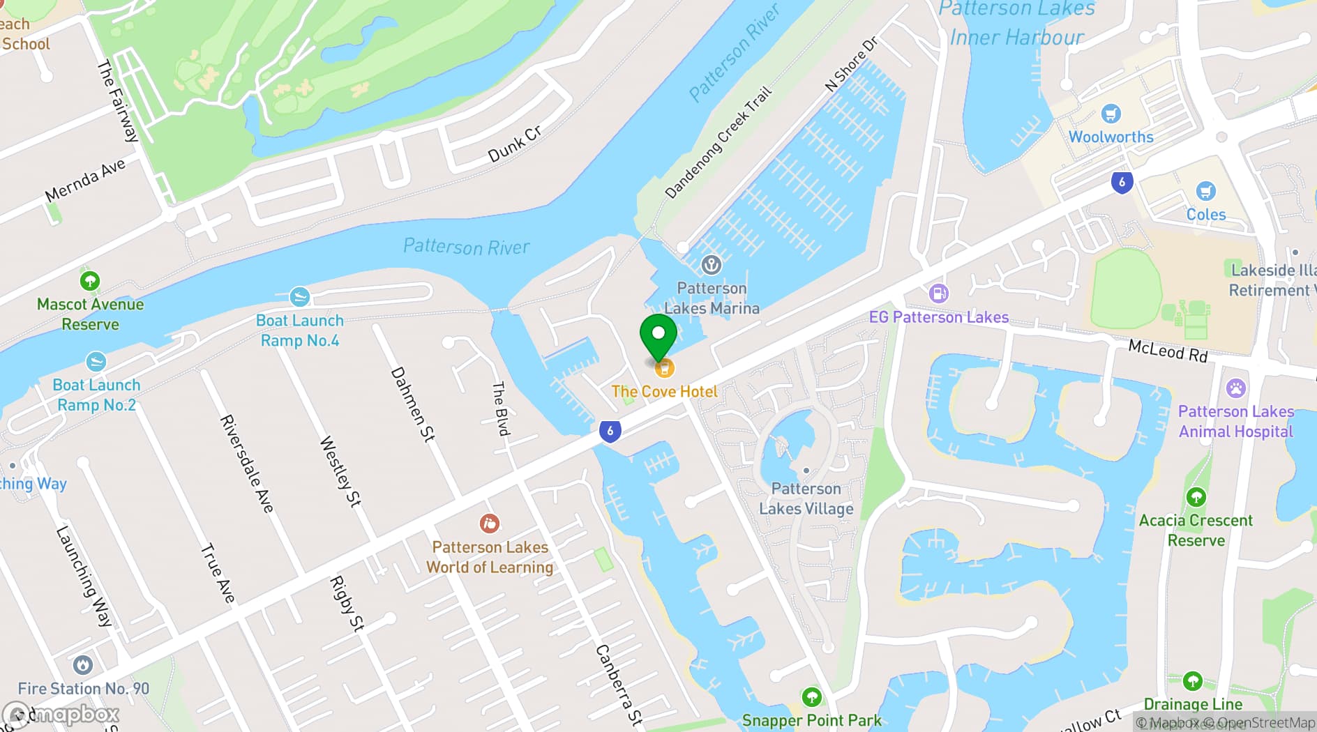 Map showing The Cove Hotel