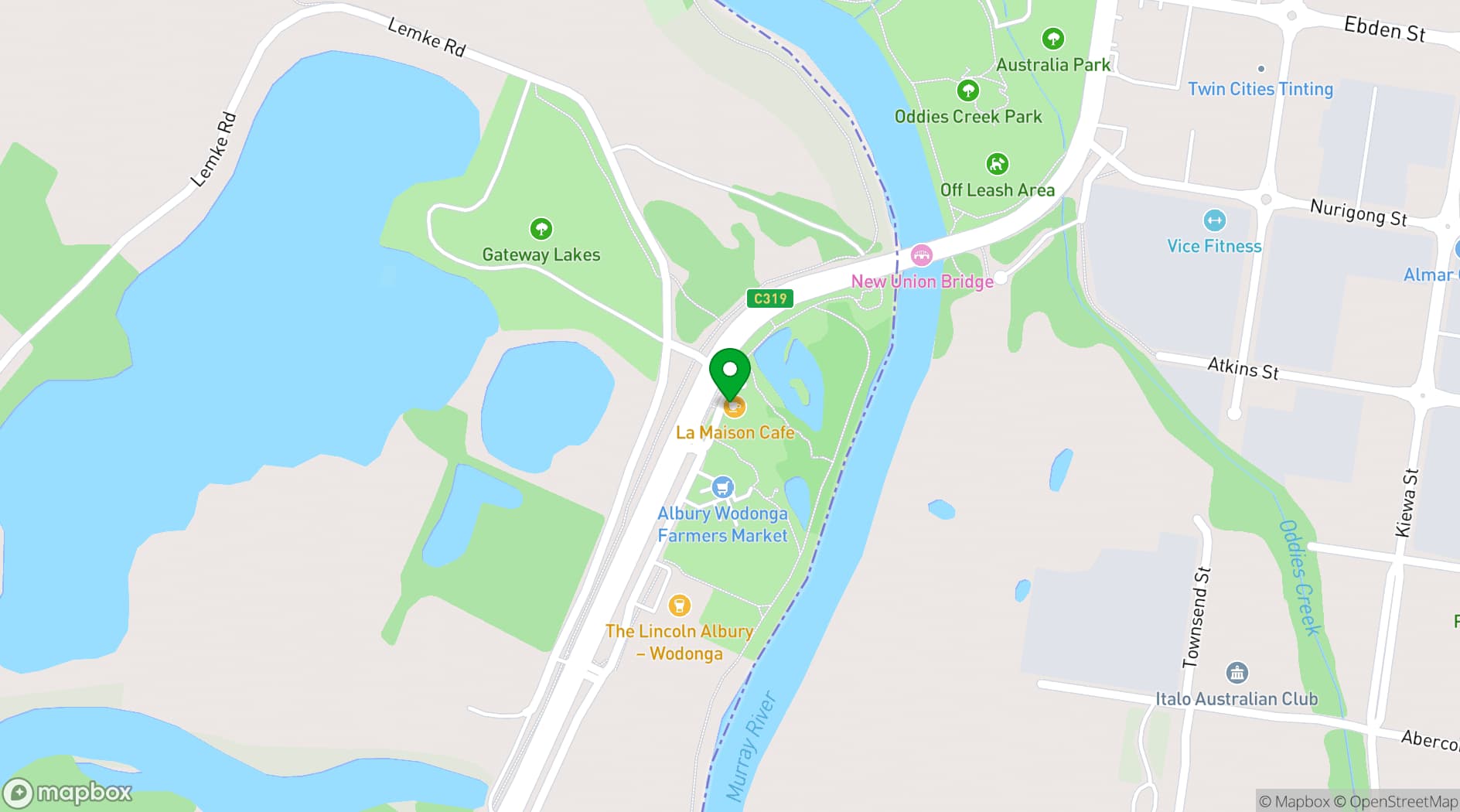 Map showing La Maison Restaurant