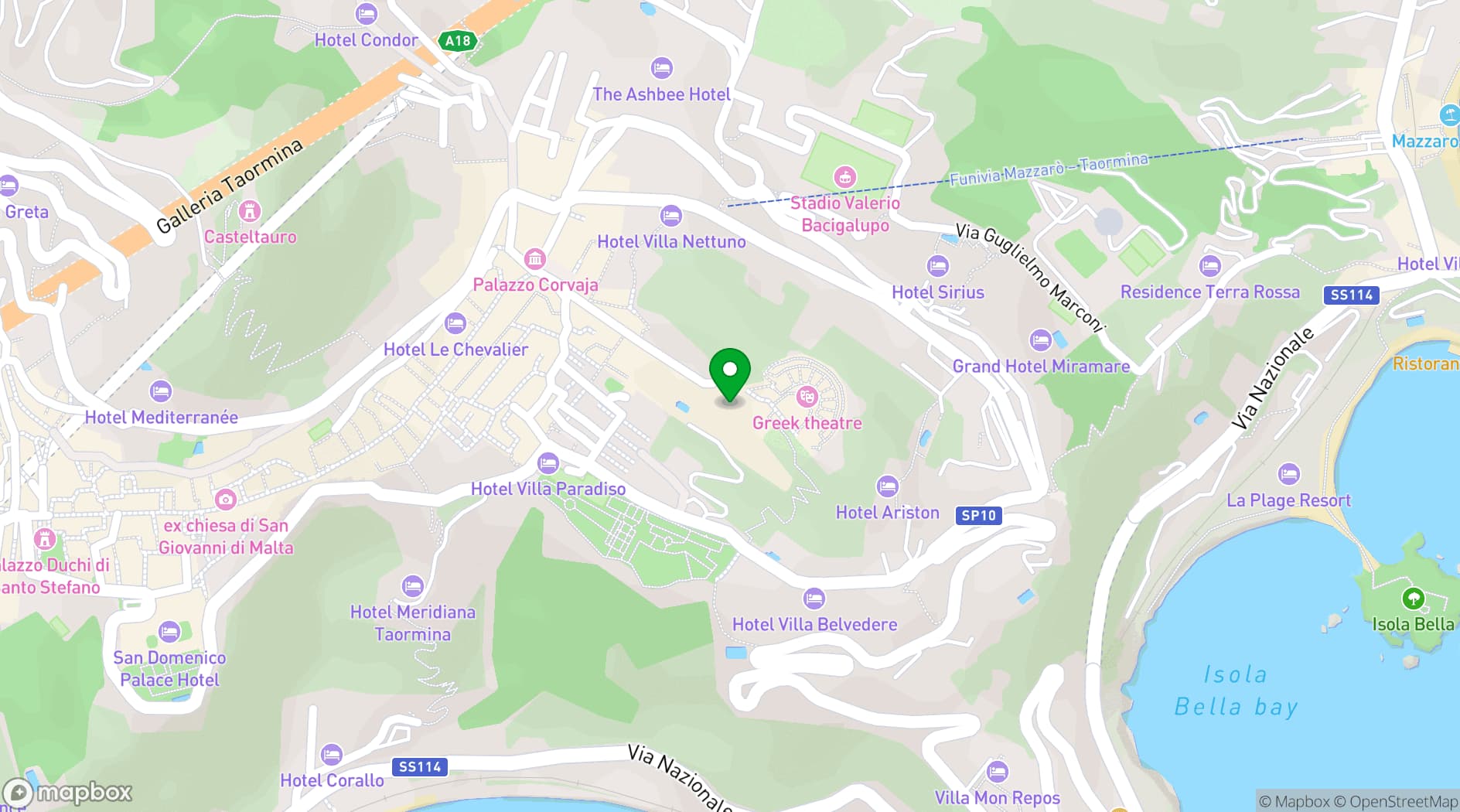 Map showing Villa Sant'Andrea, A Belmond Hotel, Taormina Mare