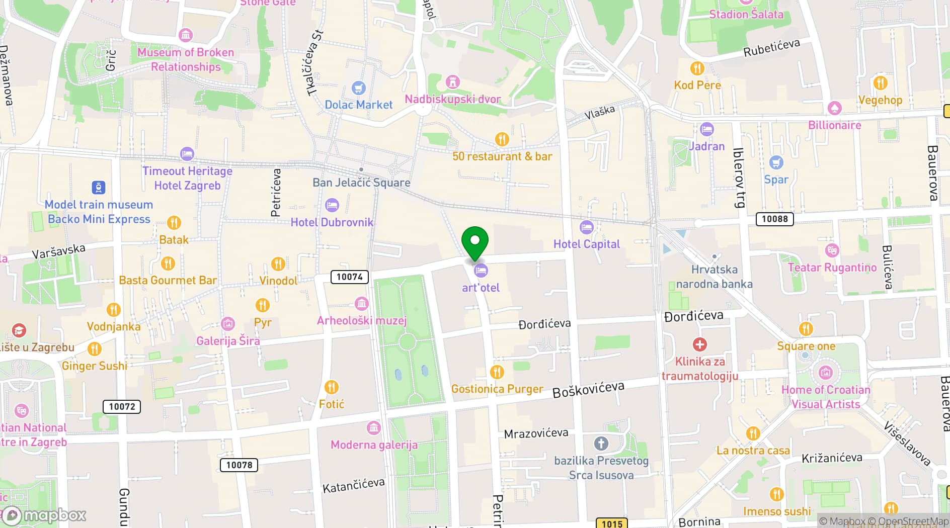 Map showing art'otel Zagreb