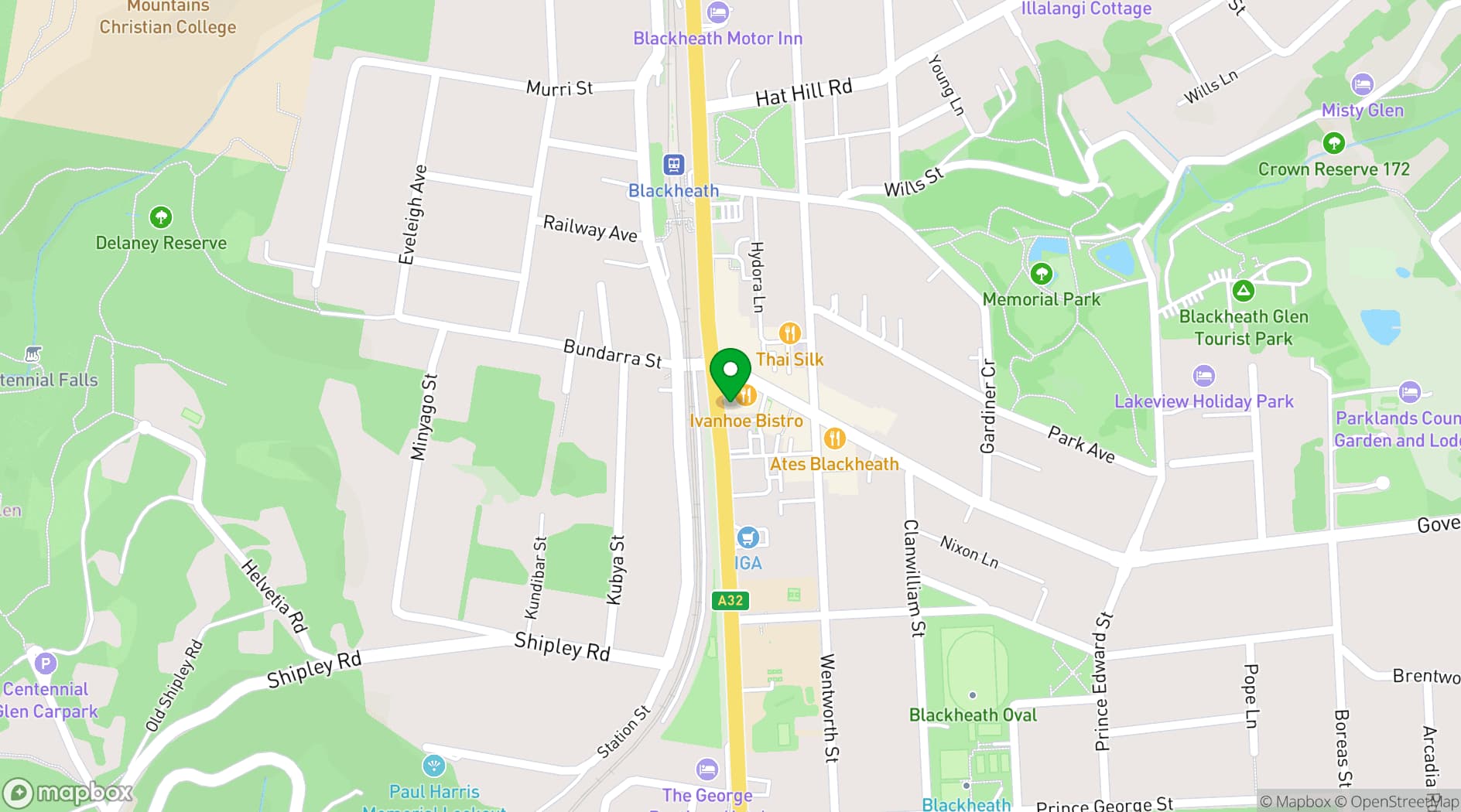 Map showing New Ivanhoe Hotel