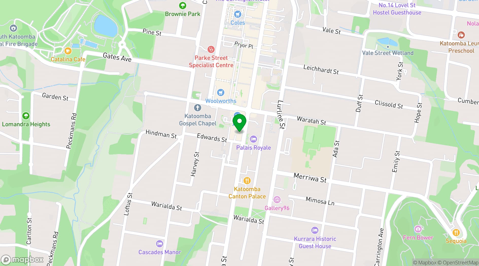 Map showing YHA Blue Mountains (Katoomba)