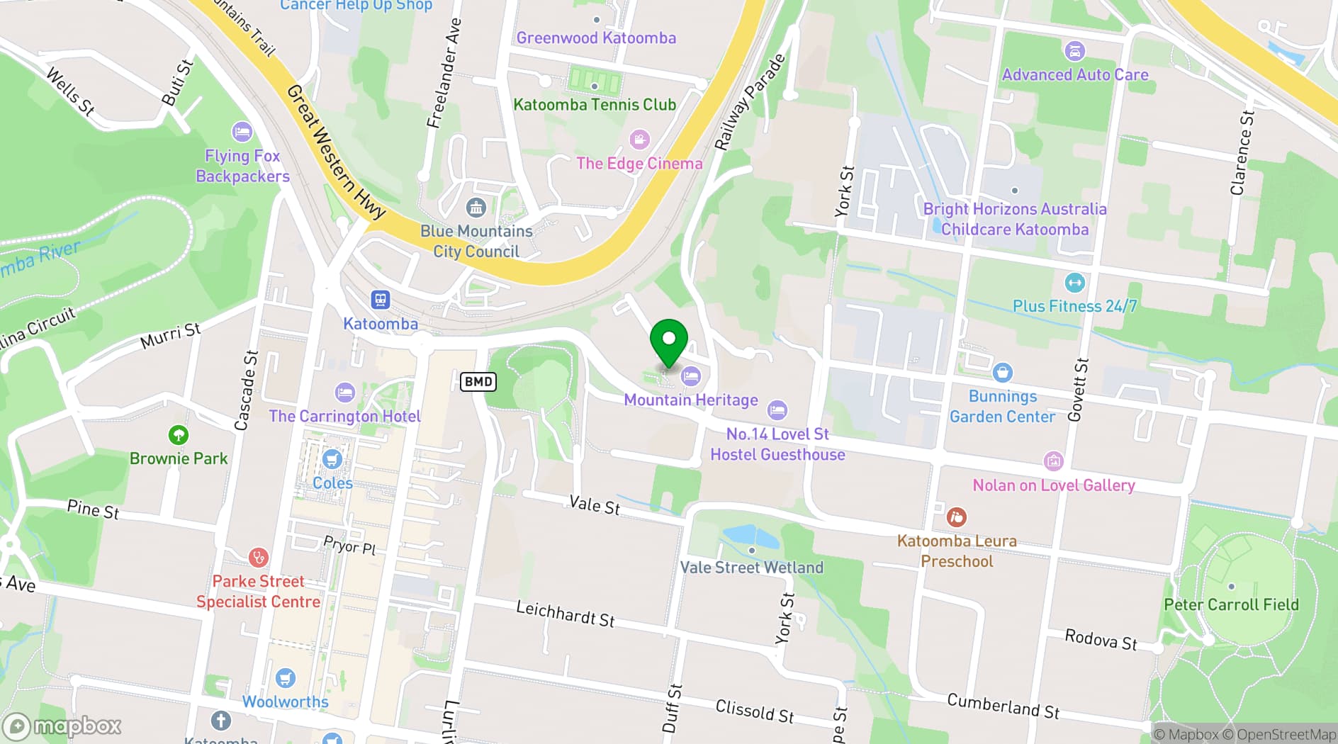 Map showing Hotel Mountain Heritage