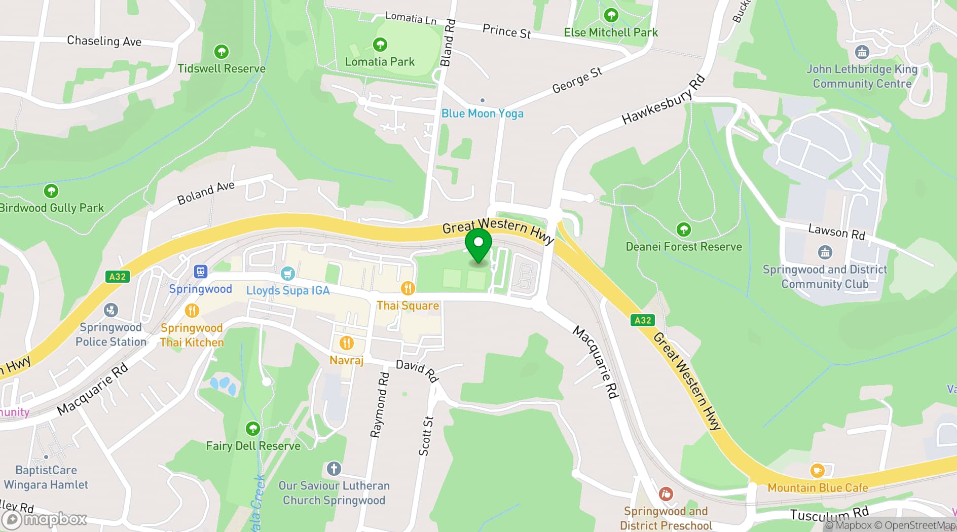 Map showing Springwood Sports Club