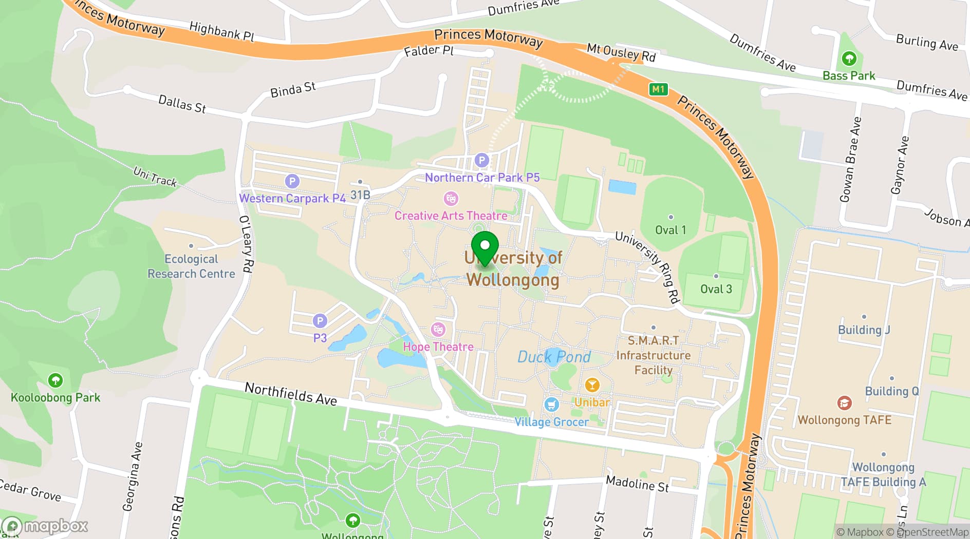 Map showing Aspire Events