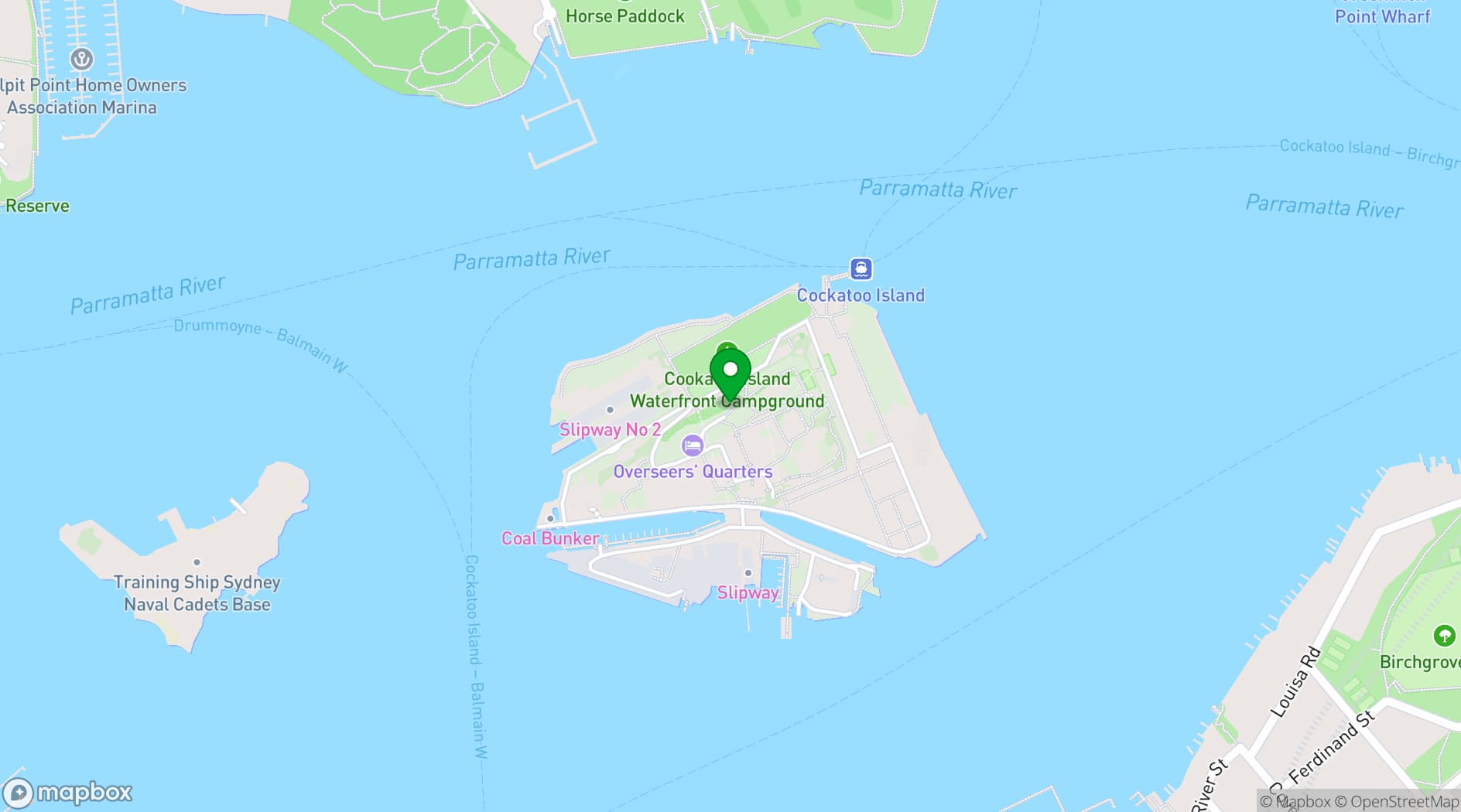 Map showing Cockatoo Island