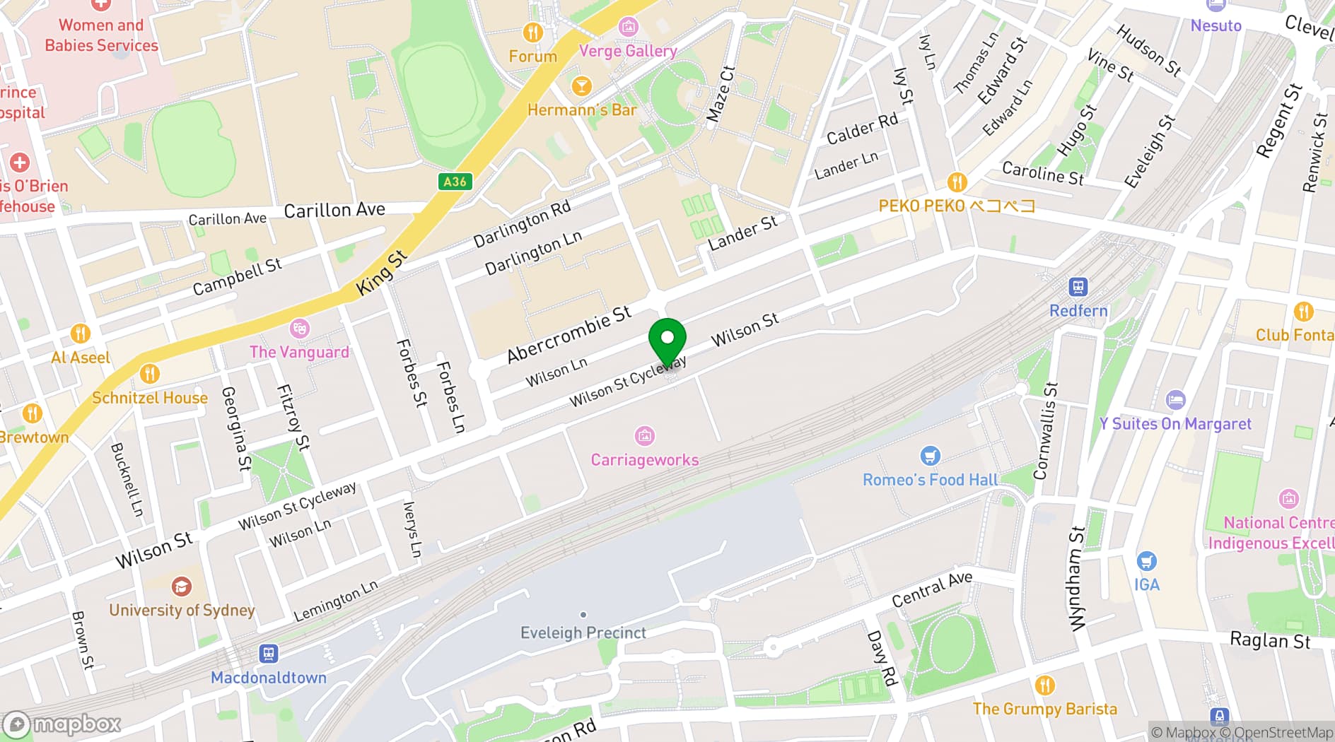 Map showing Carriageworks