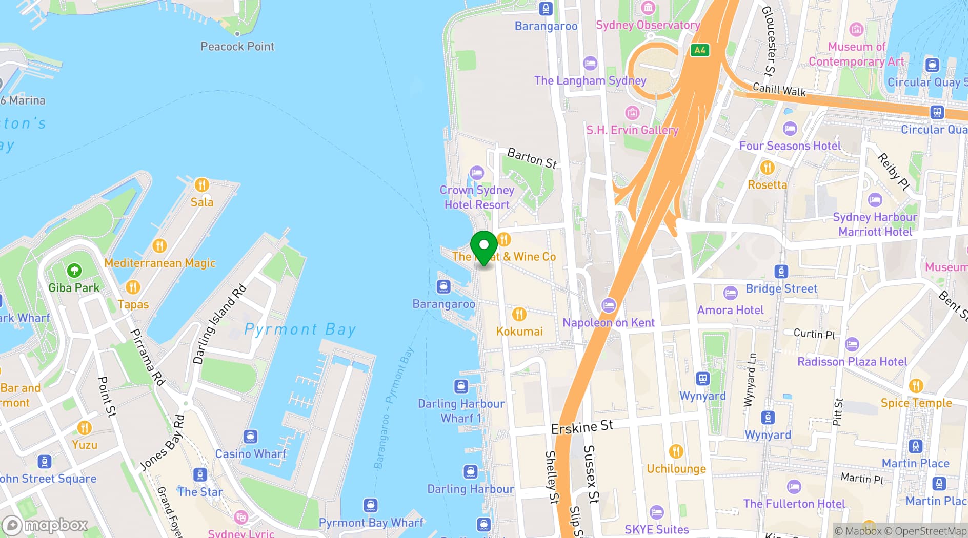 Map showing Lotus Barangaroo