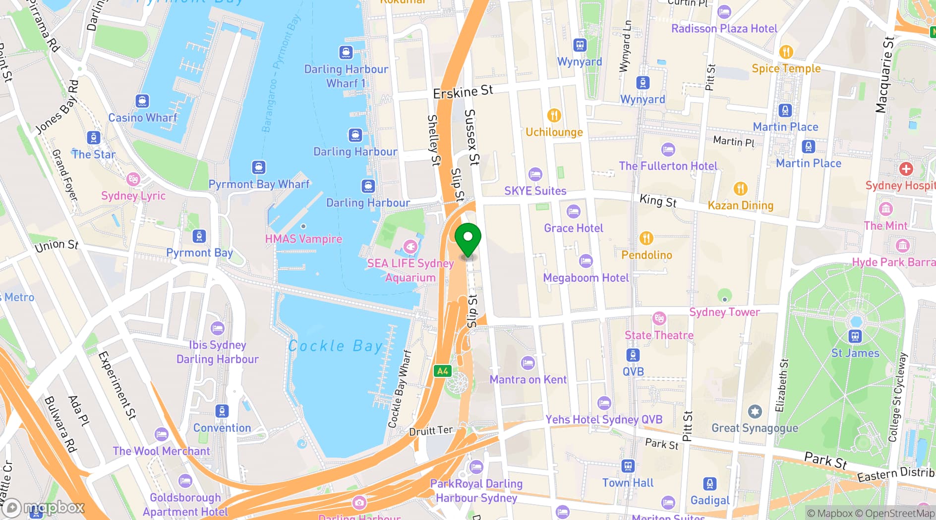 Map showing Hyatt Regency Sydney