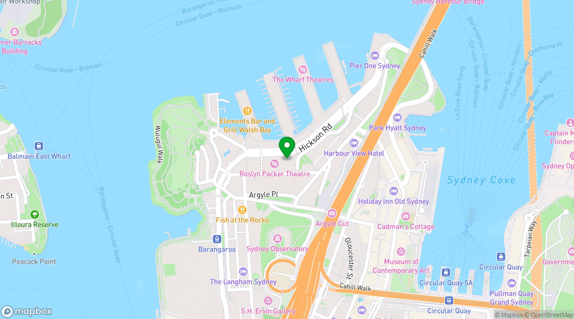 Map showing Roslyn Packer Theatre