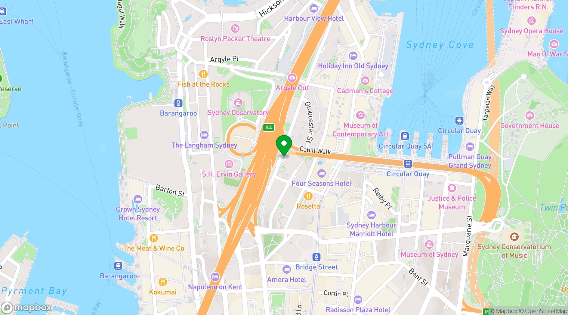 Map showing Shangri-La Sydney
