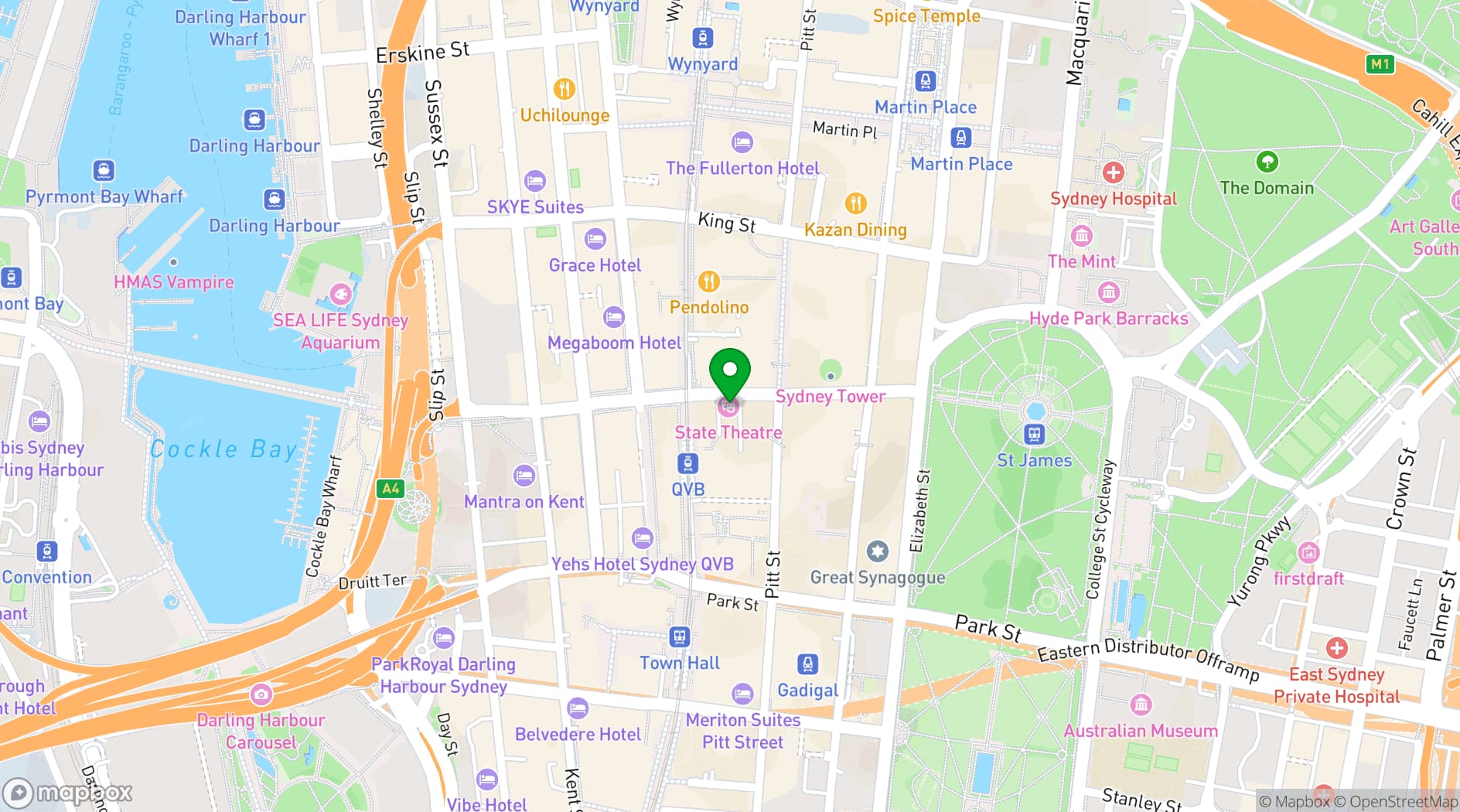 Map showing QT Sydney