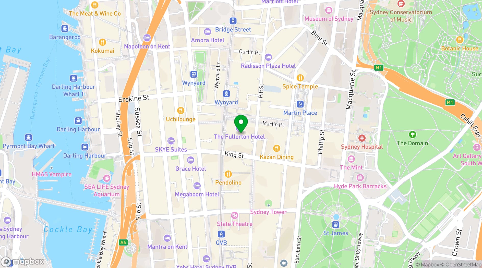 Map showing The Fullerton Hotel Sydney