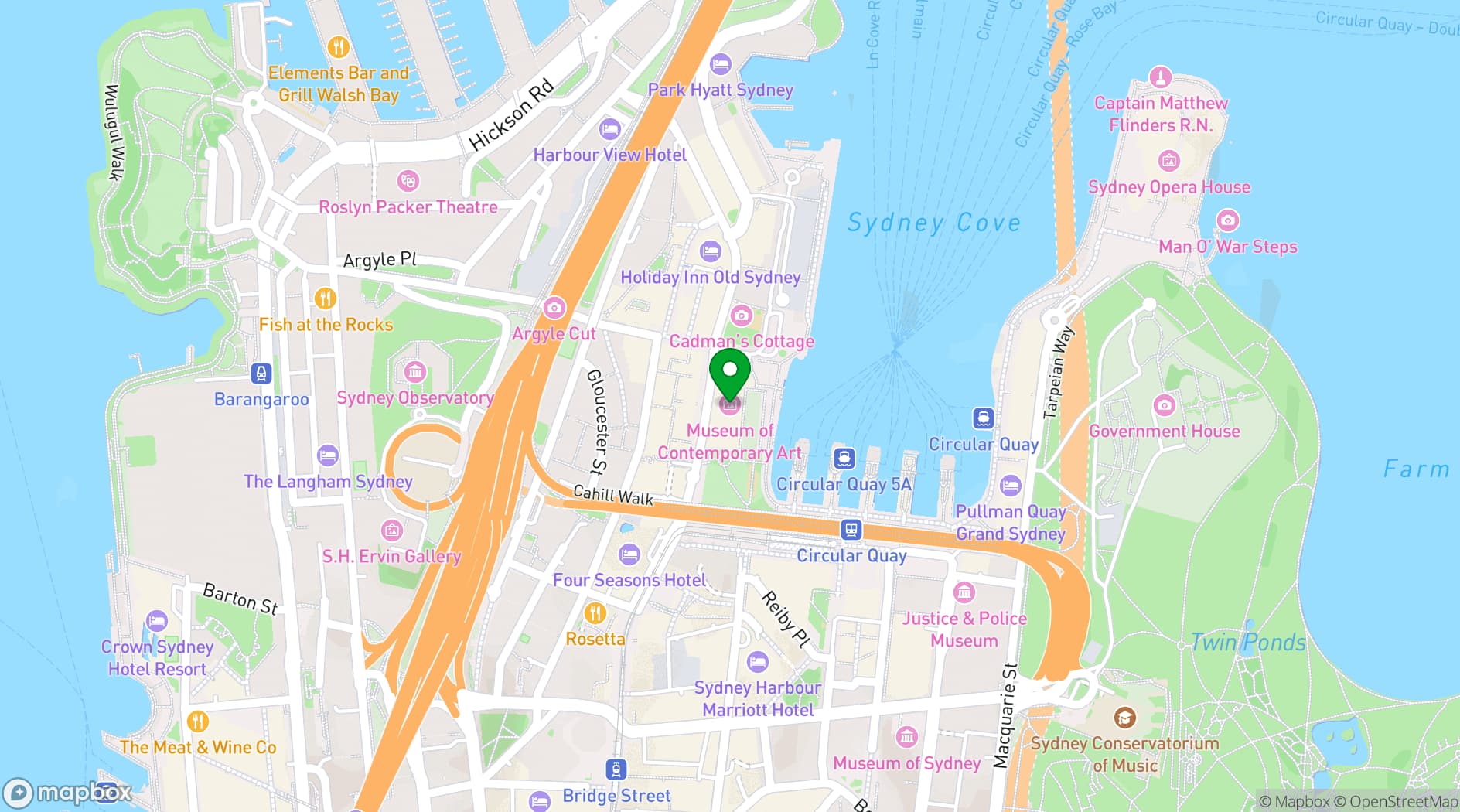 Map showing Museum of Contemporary Art Australia