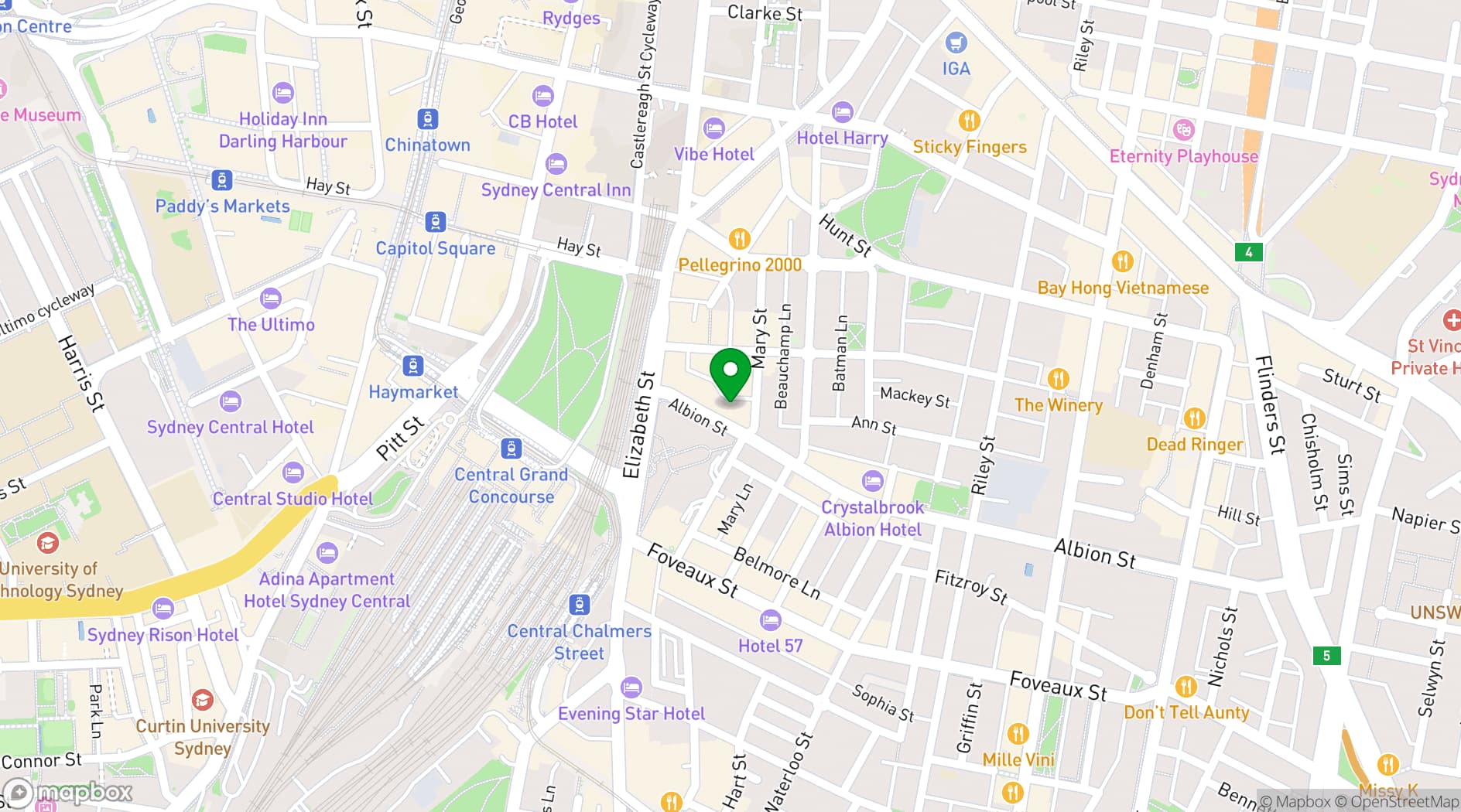 Map showing The Surry Rooftop