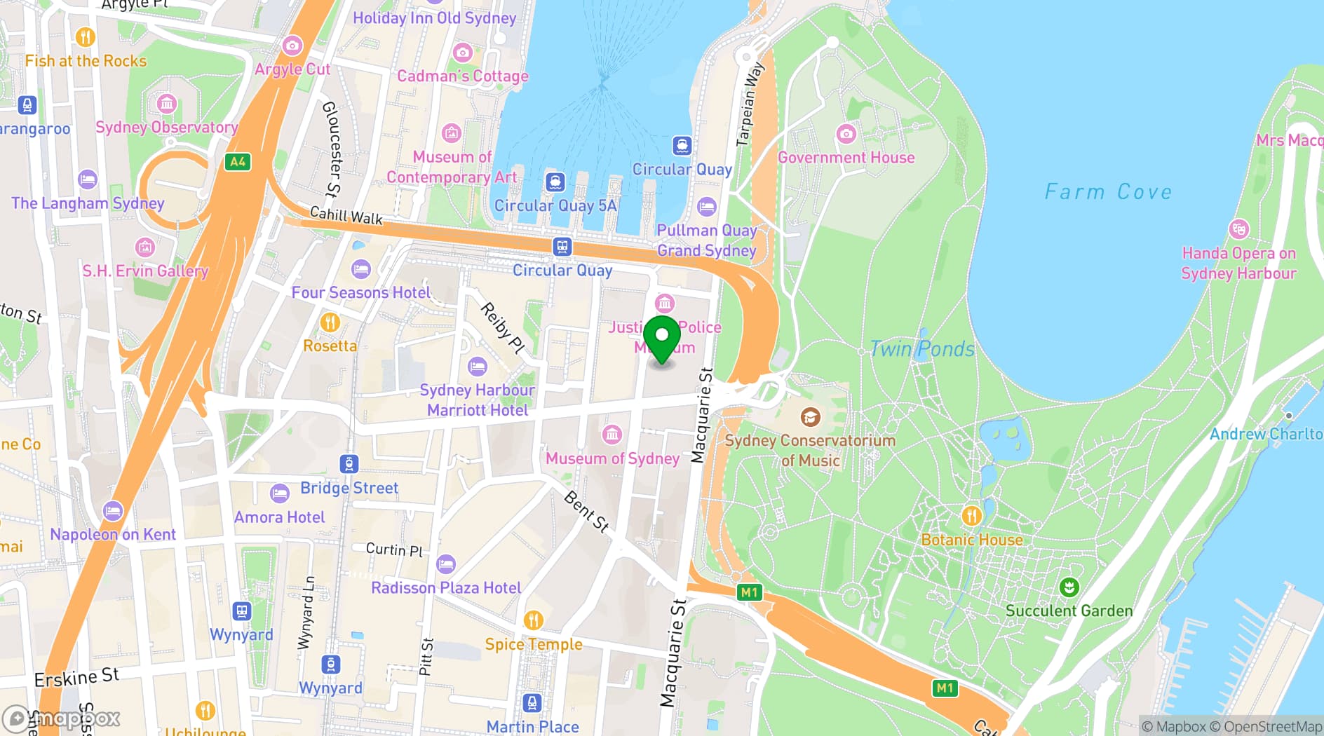 Map showing InterContinental Sydney