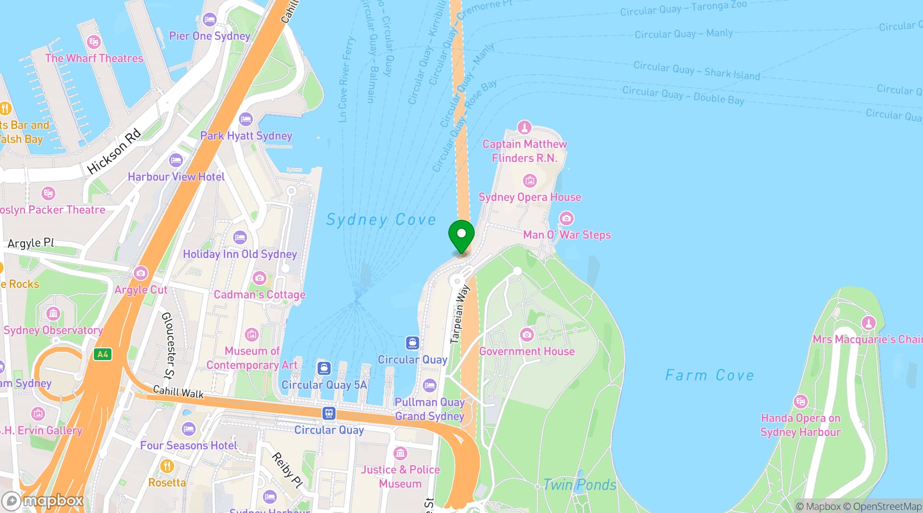 Map showing Opera Bar