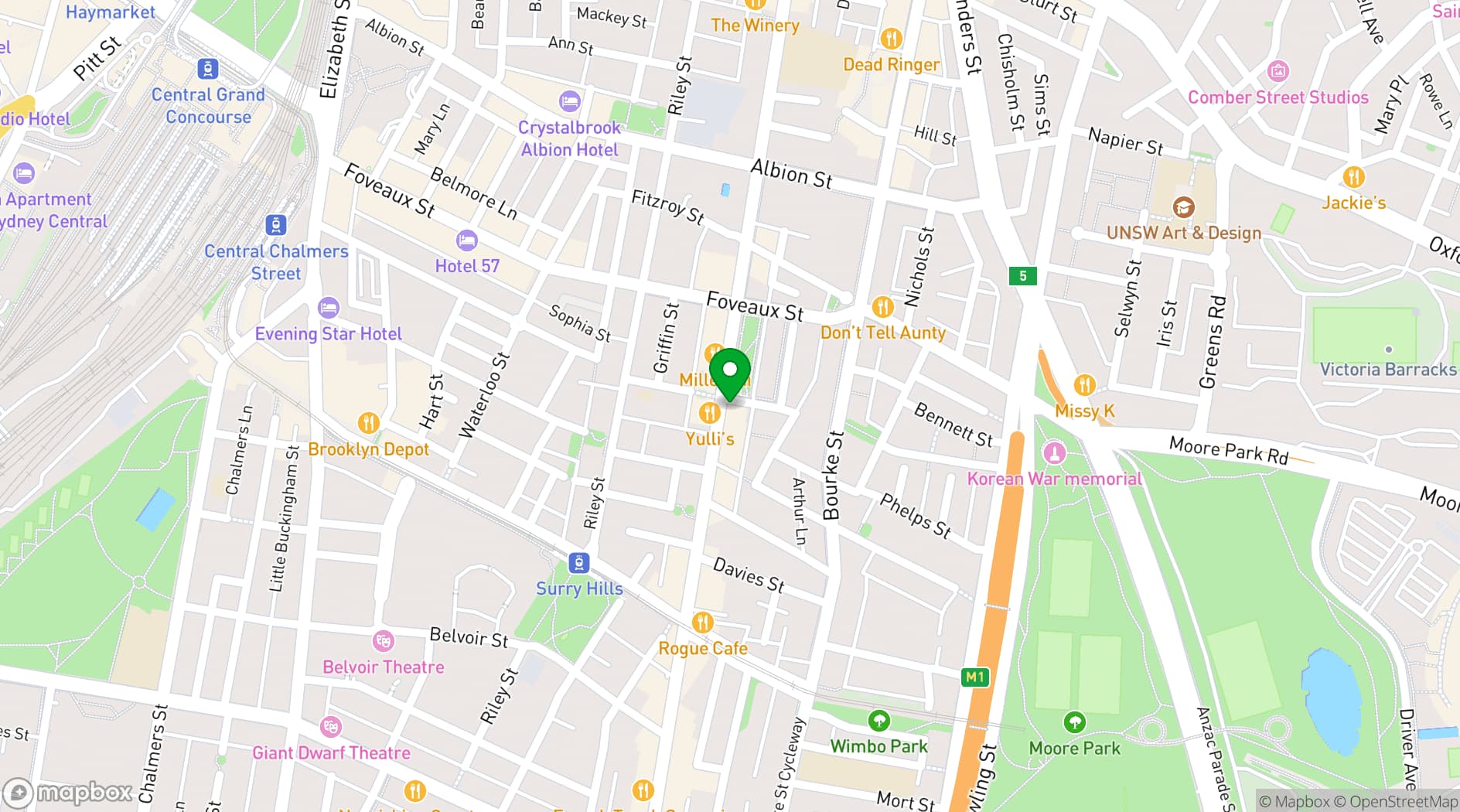 Map showing The Clock