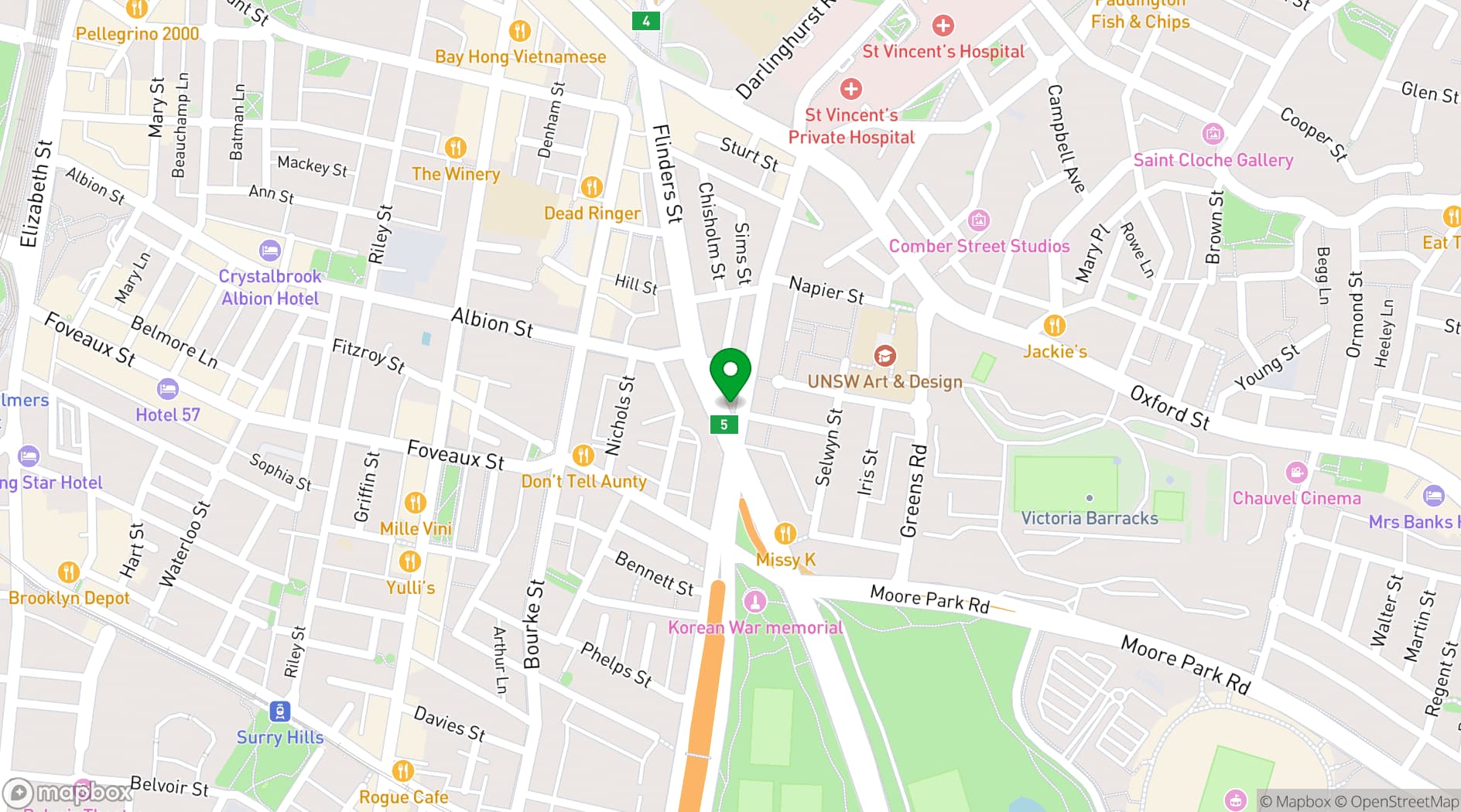 Map showing Taphouse Sydney