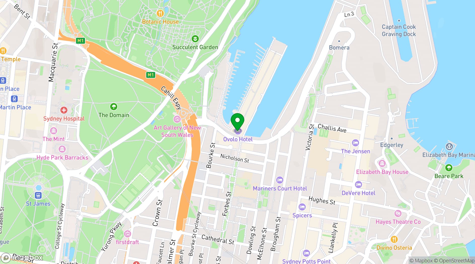 Map showing Ovolo Hotels