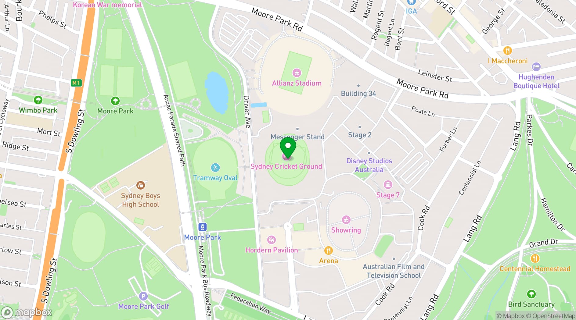 Map showing SCG Indoor Centre