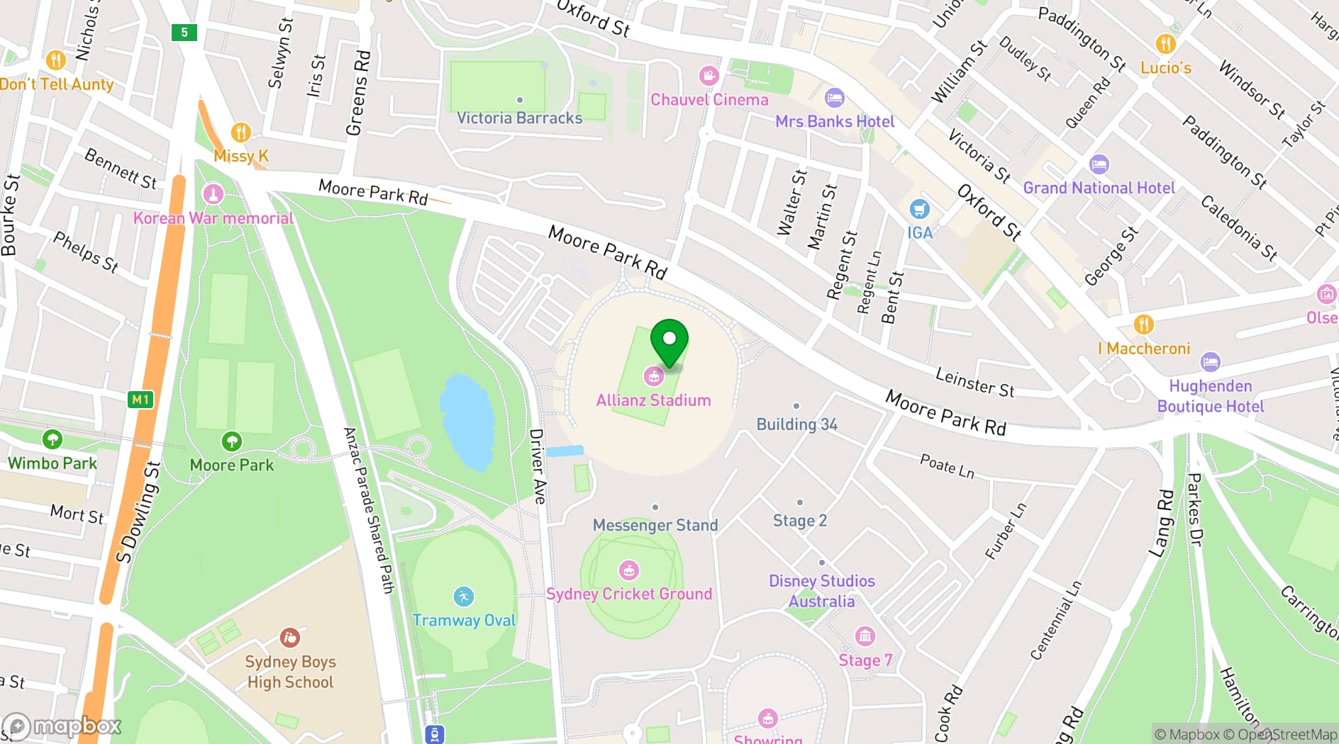 Map showing Allianz Stadium