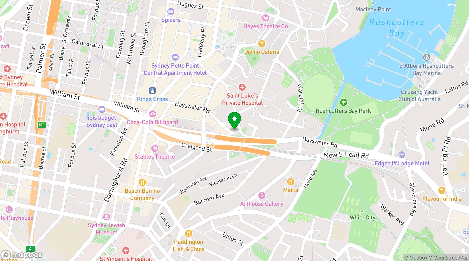 Map showing Figo Restaurant Bar