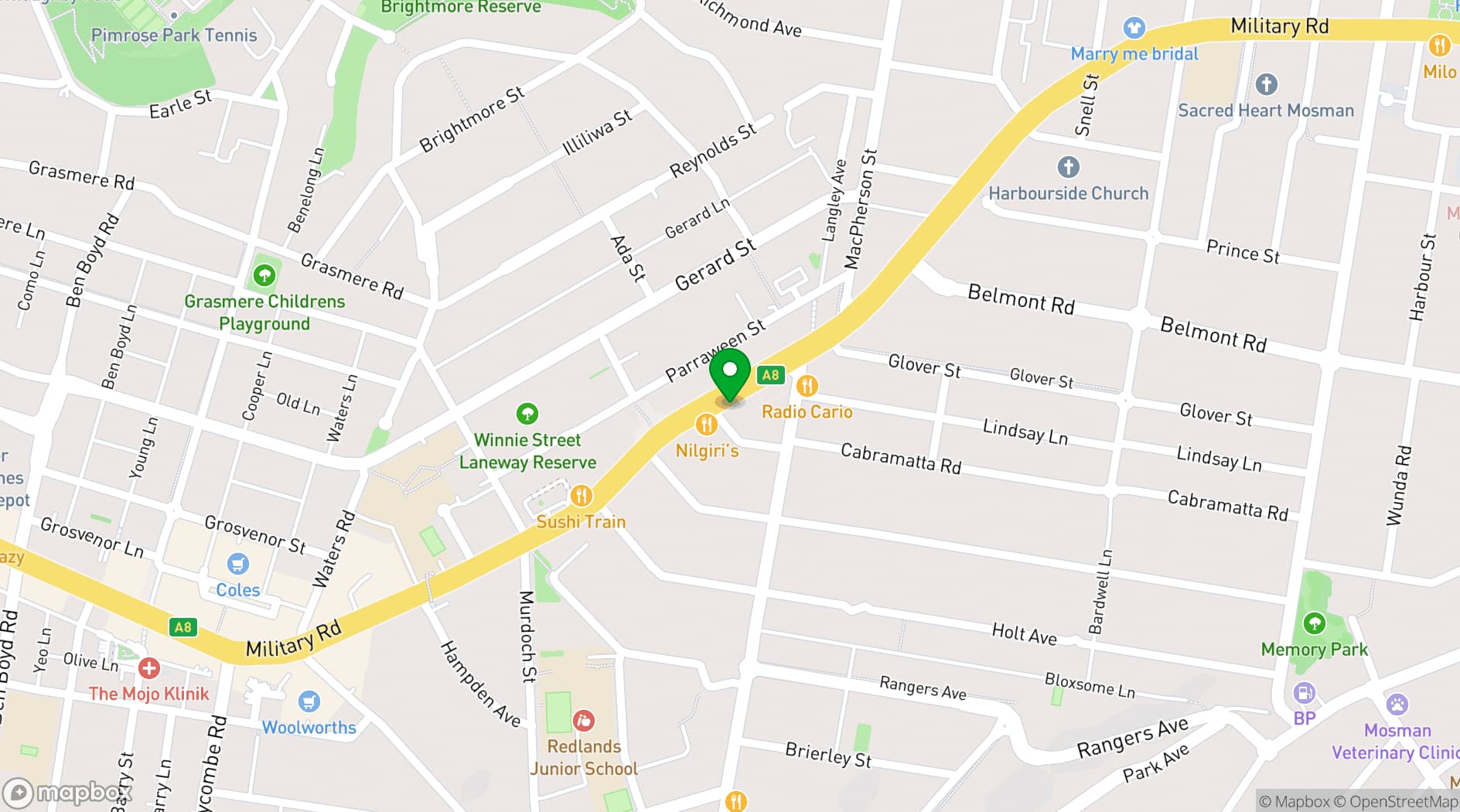 Map showing Minskys Hotel